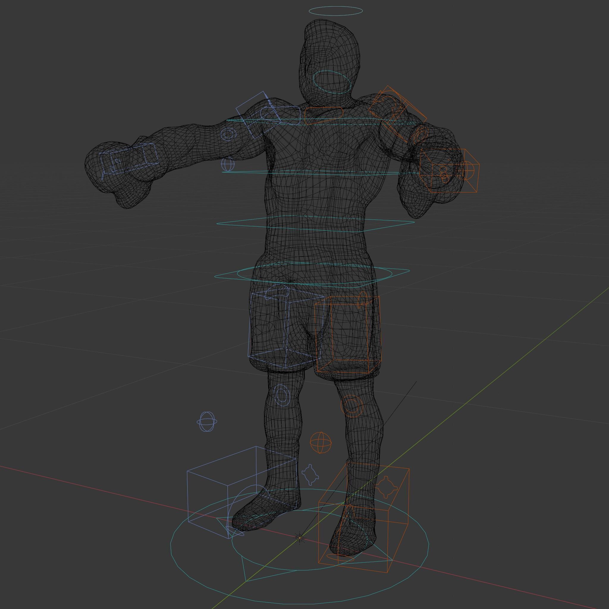 Boxer Character Rigged and Animated with Gloves and Shorts Low-poly 3D model_9