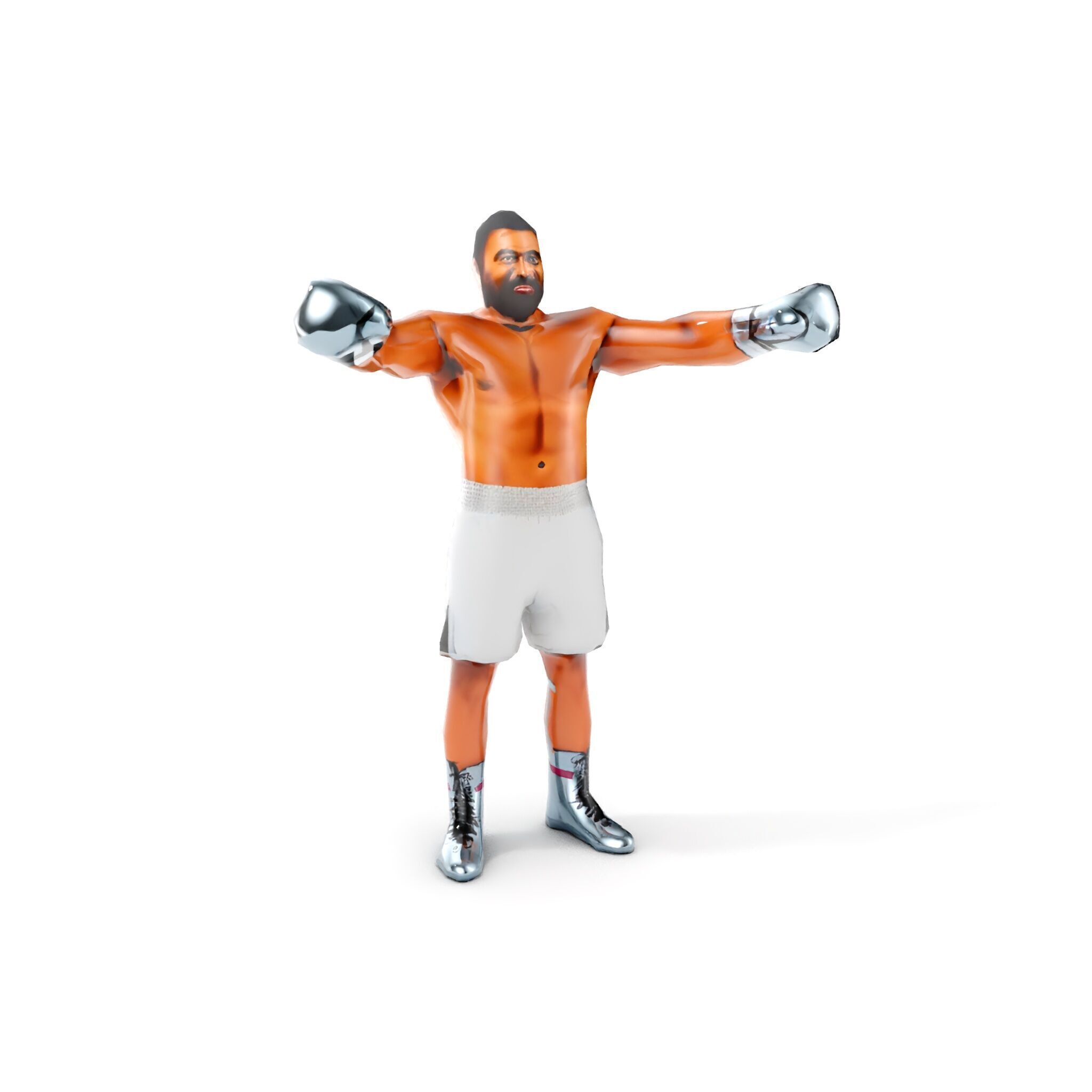 Boxer Character Rigged and Animated with Gloves and Shorts Low-poly 3D model_10