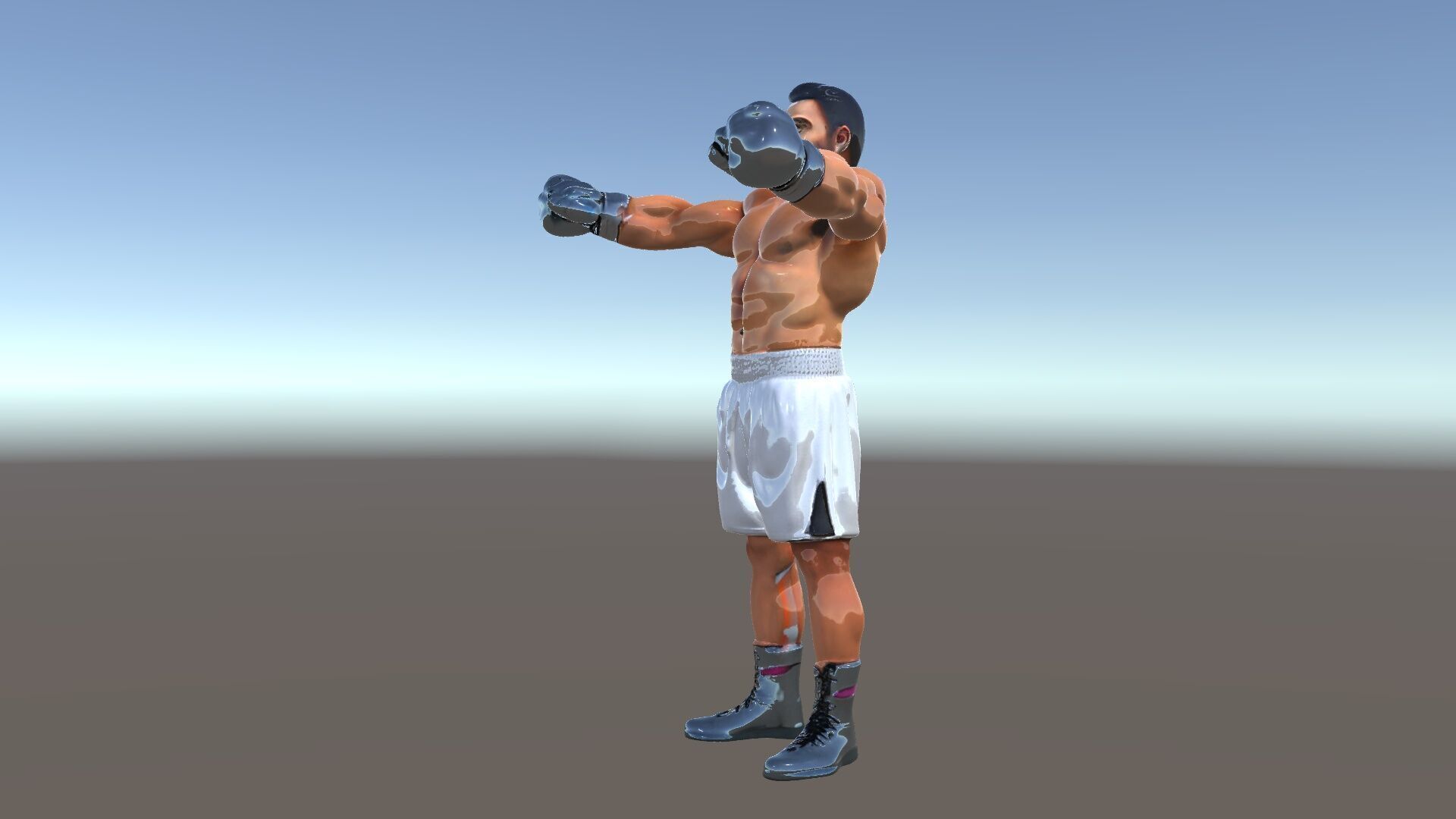 Boxer Character Rigged and Animated with Gloves and Shorts Low-poly 3D model_5