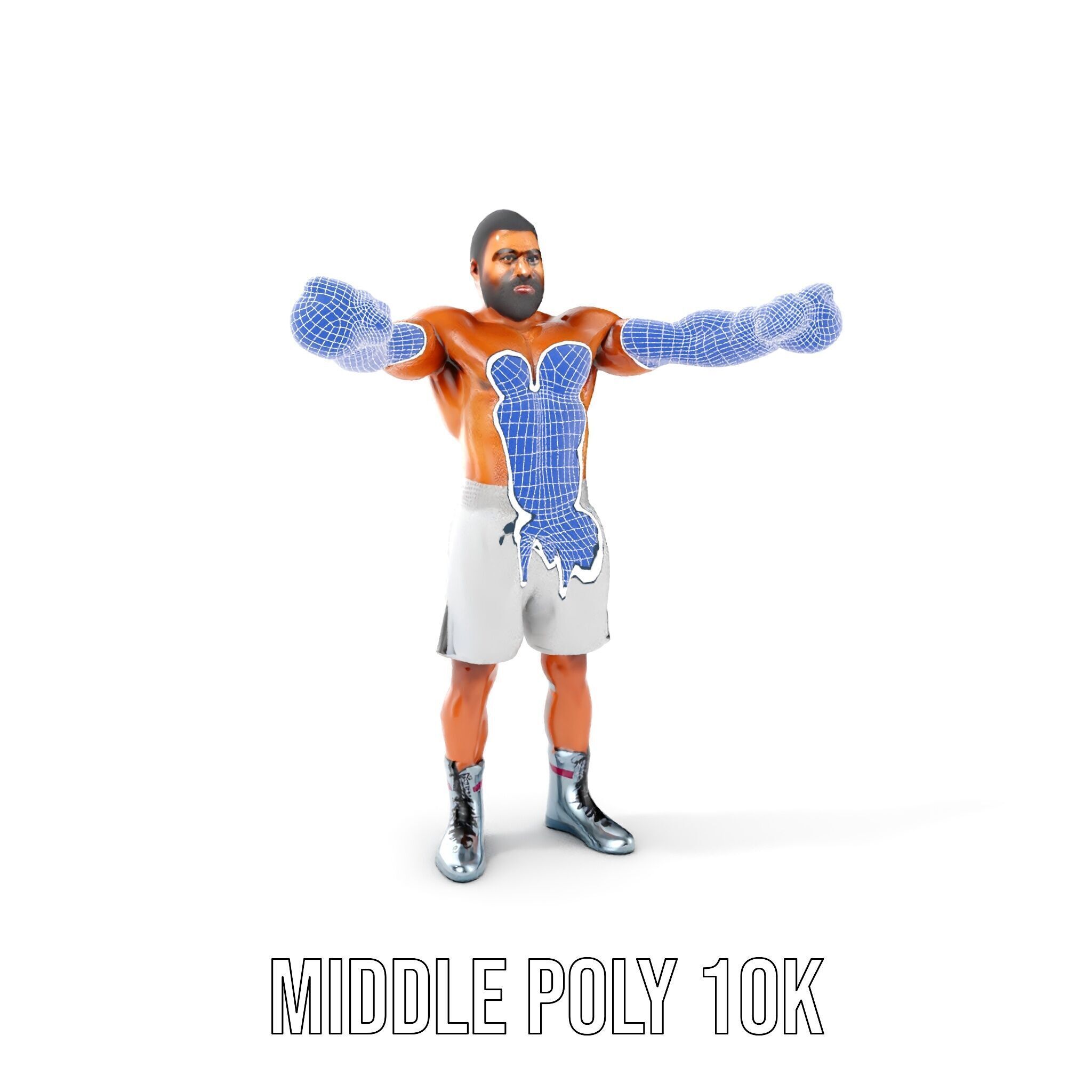 Boxer Character Rigged and Animated with Gloves and Shorts Low-poly 3D model_34