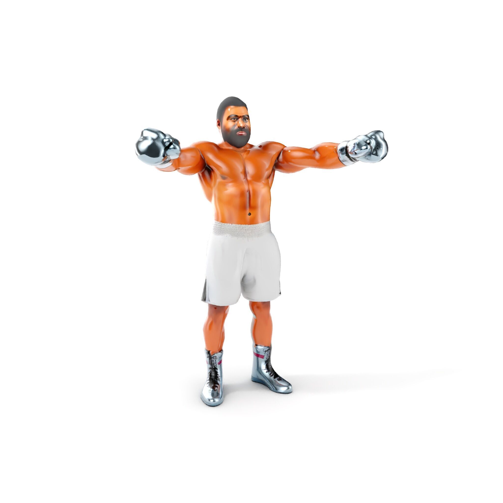 Boxer Character Rigged and Animated with Gloves and Shorts Low-poly 3D model_12