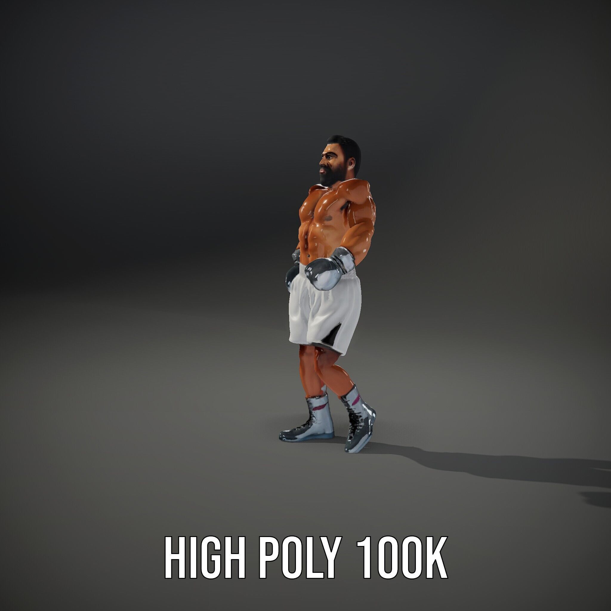 Boxer Character Rigged and Animated with Gloves and Shorts Low-poly 3D model_14