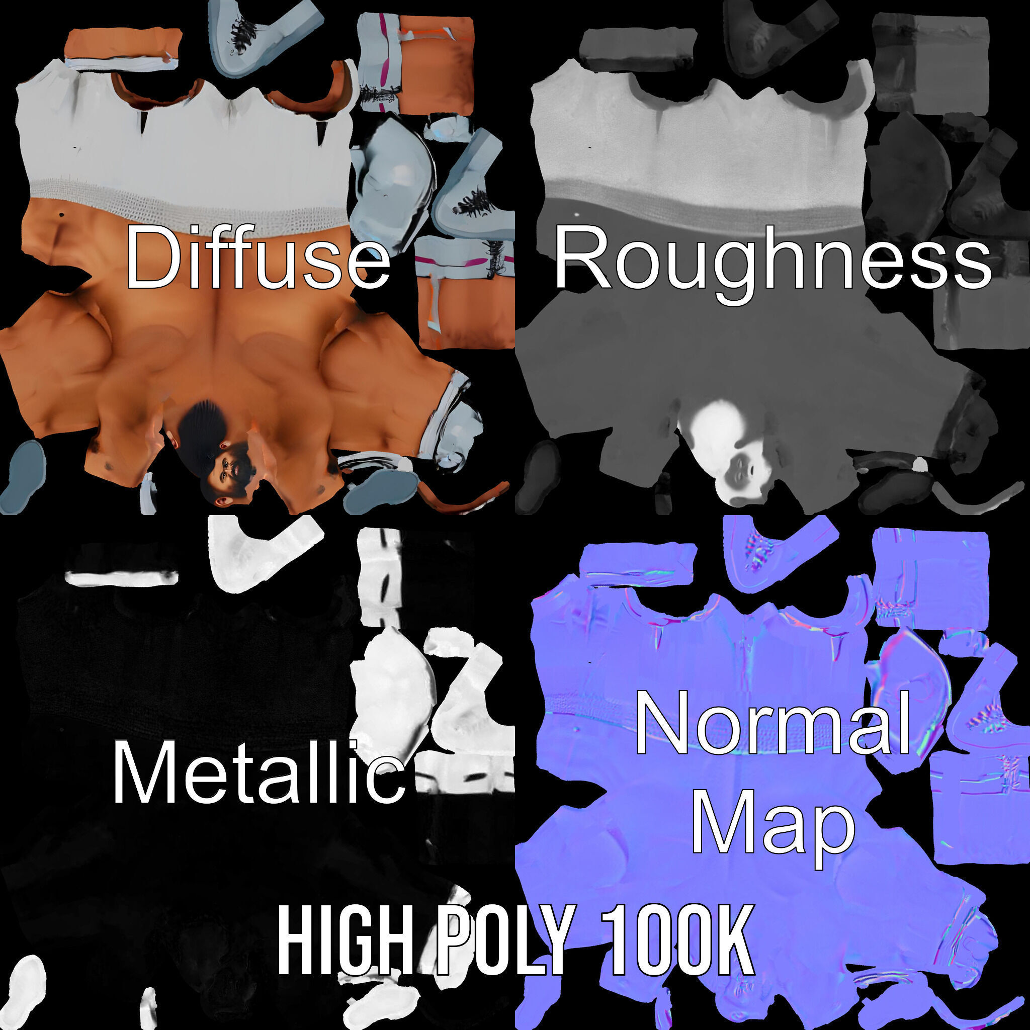 Boxer Character Rigged and Animated with Gloves and Shorts Low-poly 3D model_3