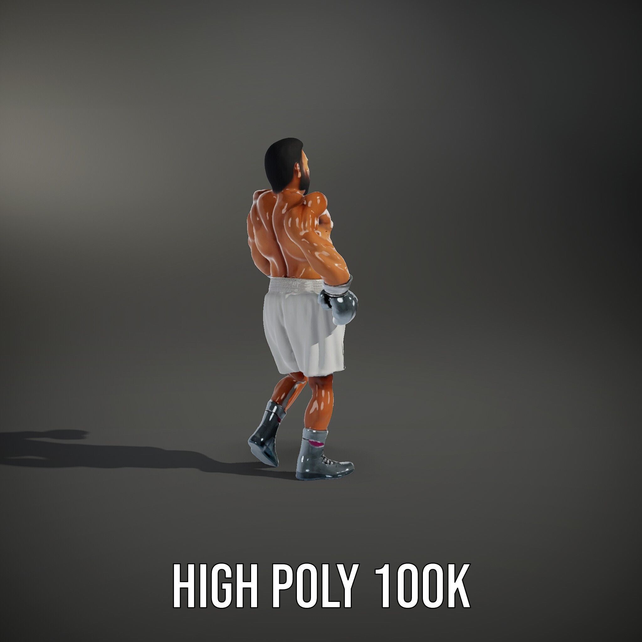 Boxer Character Rigged and Animated with Gloves and Shorts Low-poly 3D model_11