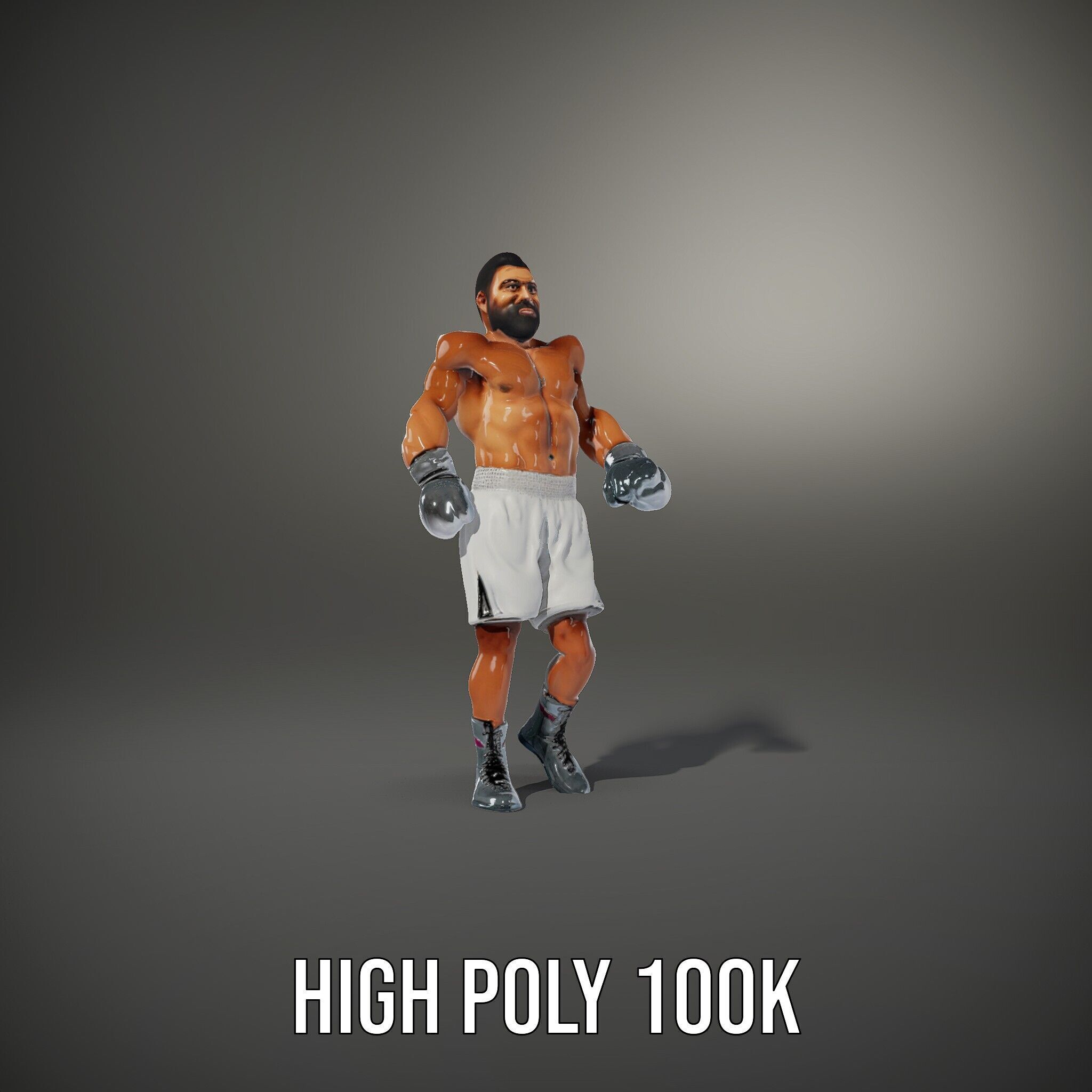 Boxer Character Rigged and Animated with Gloves and Shorts Low-poly 3D model_8