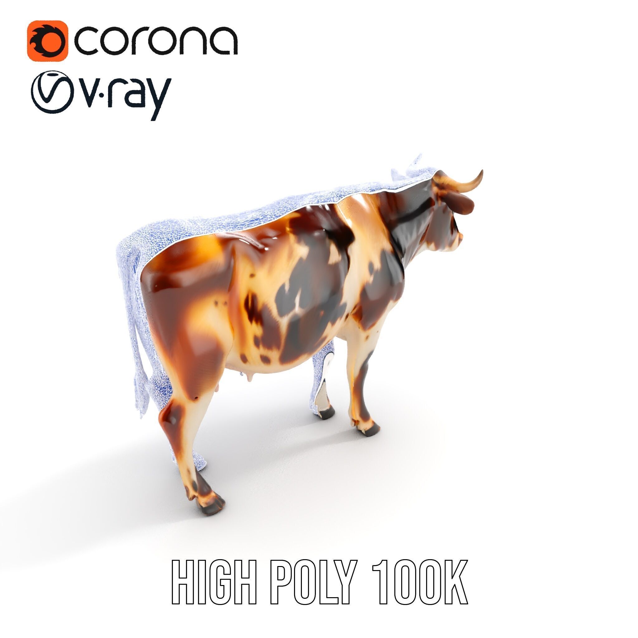 Holstein Cow Model Pack for Realistic Rendering Low-poly 3D model_29