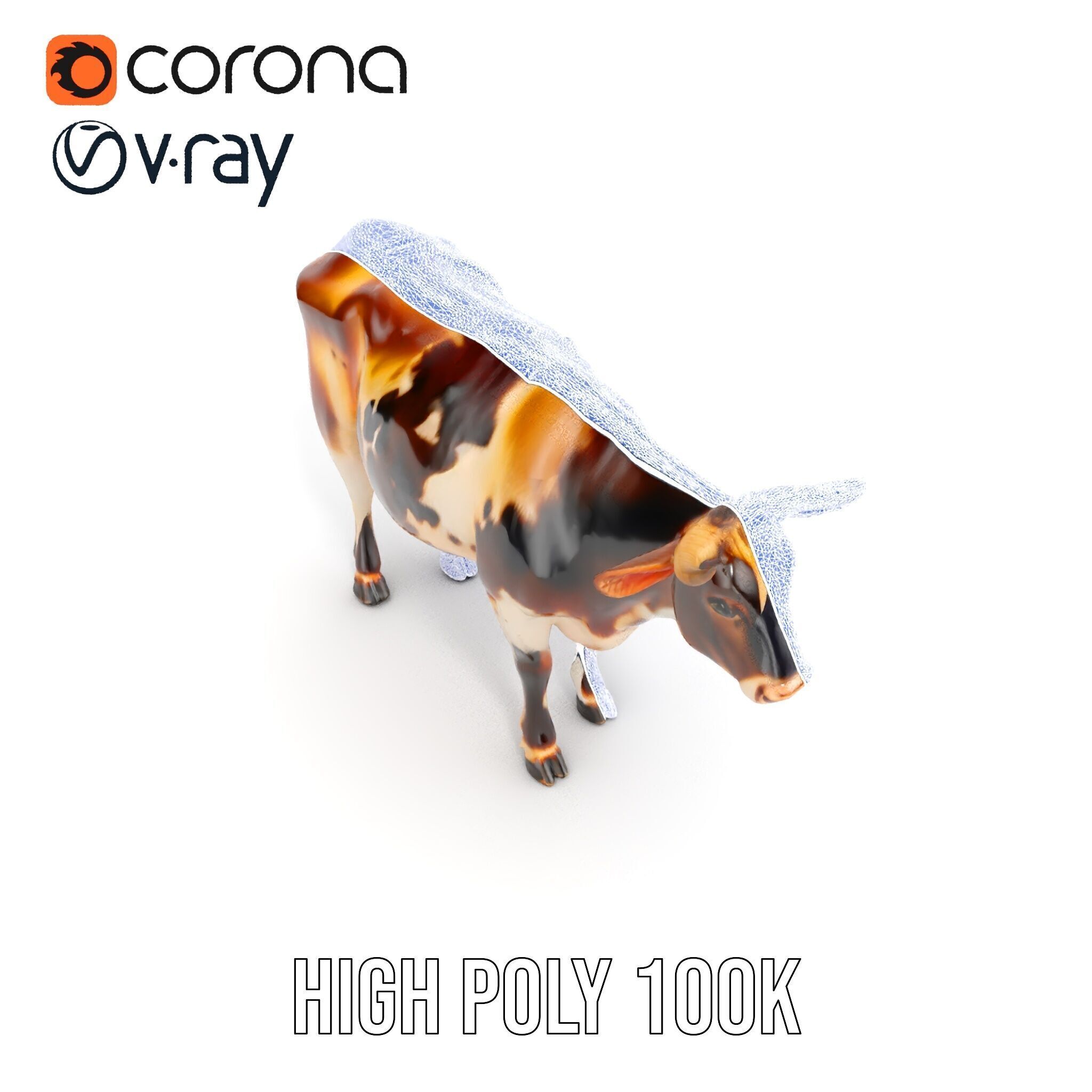Holstein Cow Model Pack for Realistic Rendering Low-poly 3D model_26
