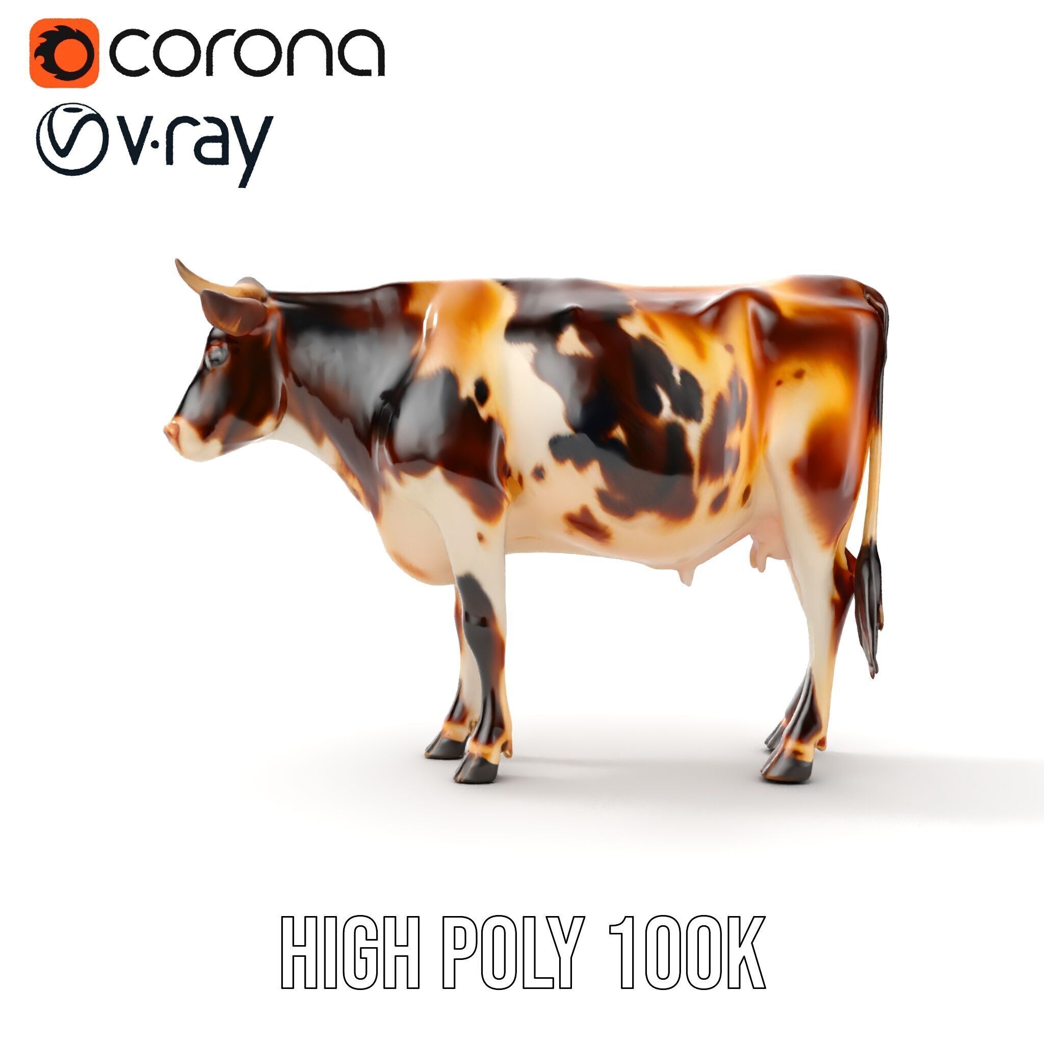 Holstein Cow Model Pack for Realistic Rendering Low-poly 3D model_14