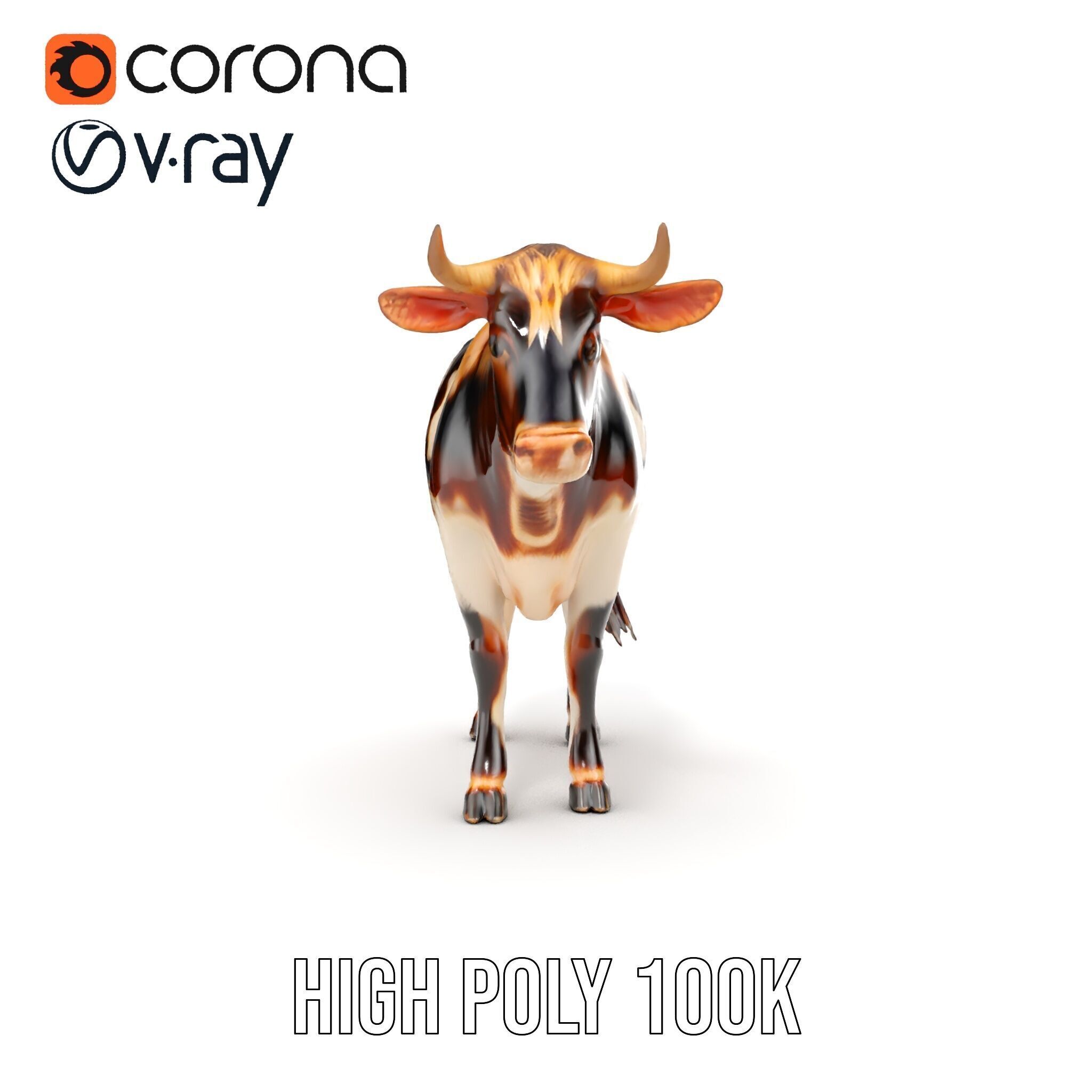 Holstein Cow Model Pack for Realistic Rendering Low-poly 3D model_16