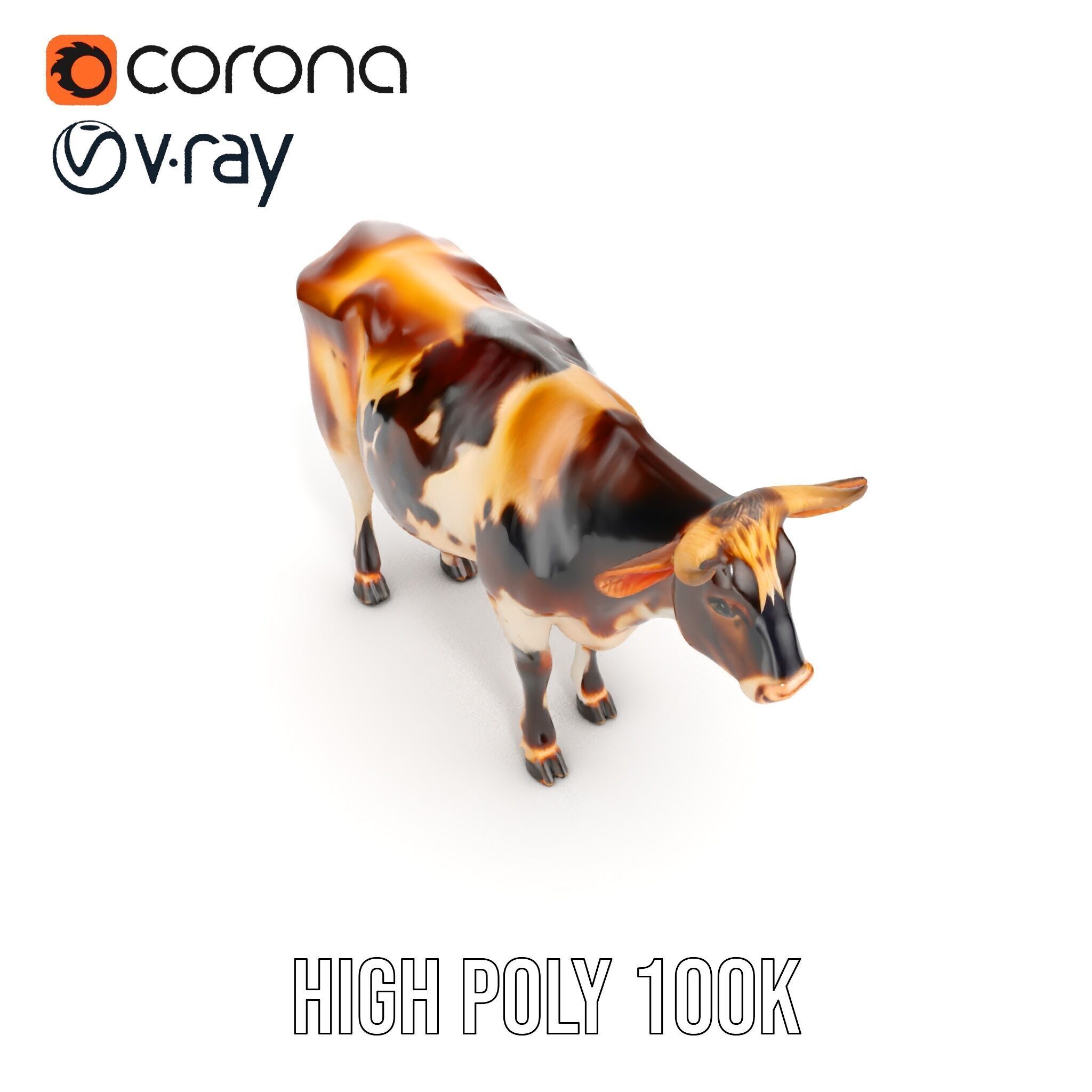 Holstein Cow Model Pack for Realistic Rendering Low-poly 3D model_13