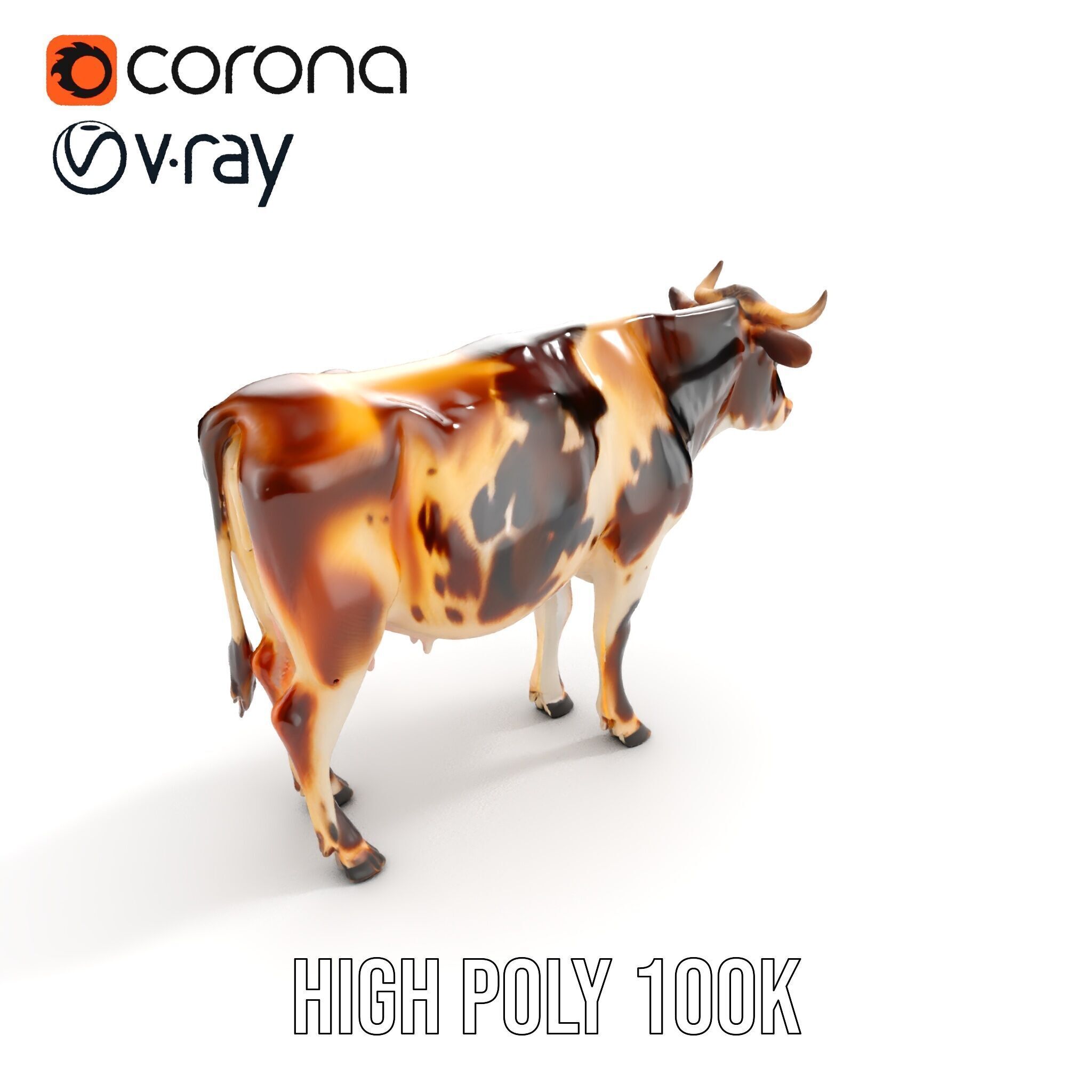 Holstein Cow Model Pack for Realistic Rendering Low-poly 3D model_11
