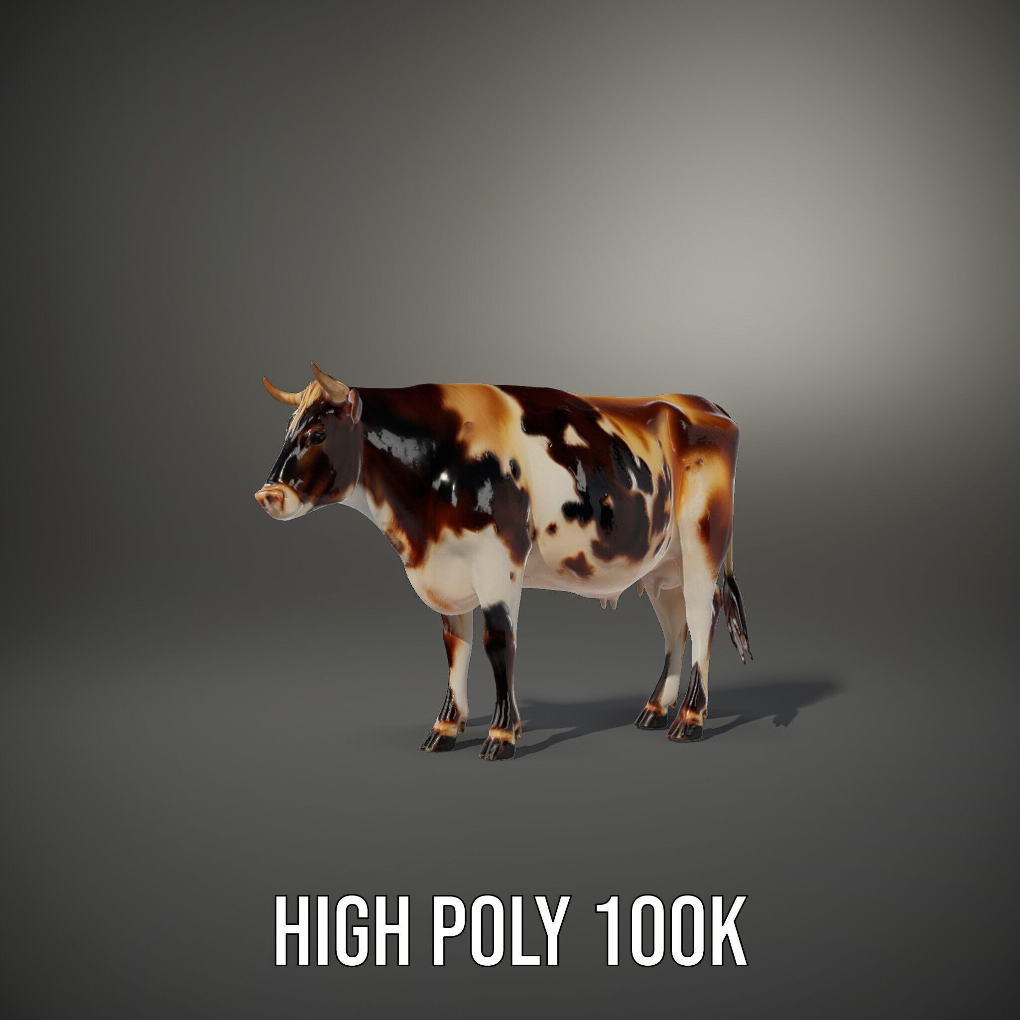Holstein Cow Model Pack for Realistic Rendering Low-poly 3D model_15