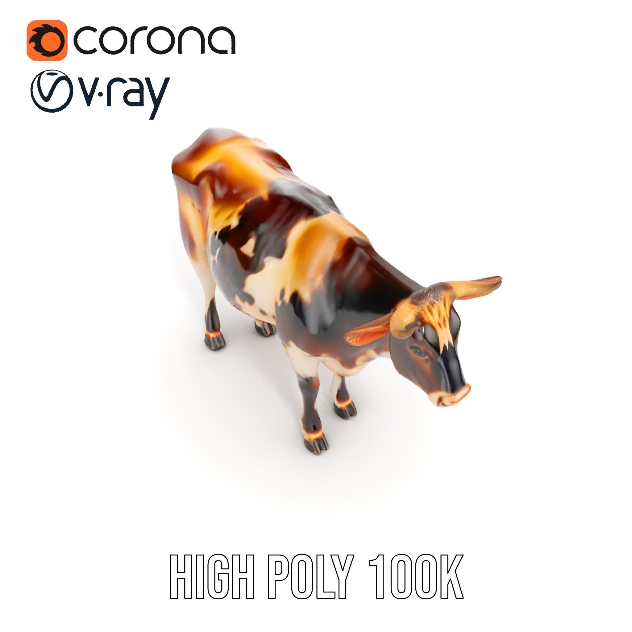 Holstein Cow Model Pack for Realistic Rendering Low-poly 3D model_28