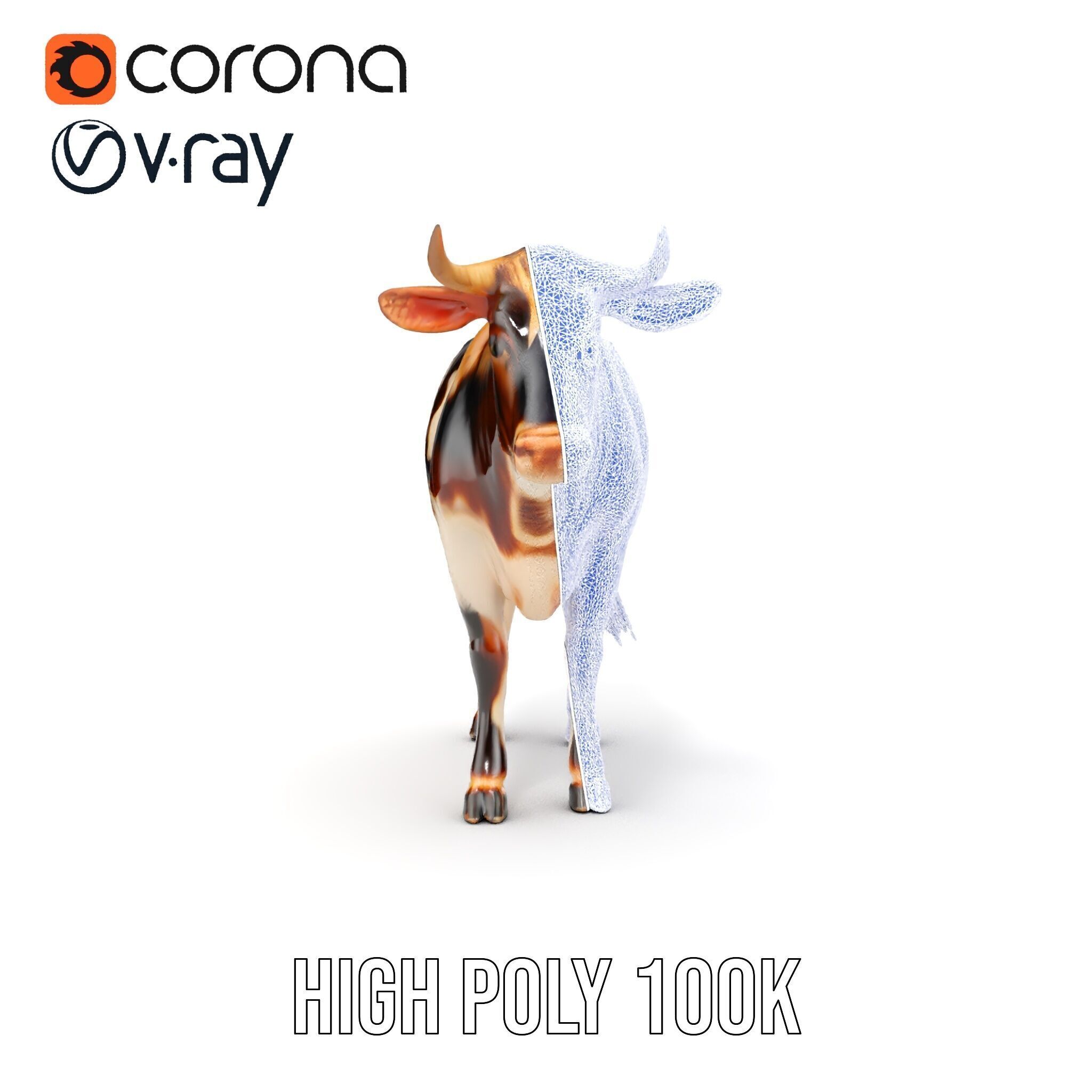 Holstein Cow Model Pack for Realistic Rendering Low-poly 3D model_39