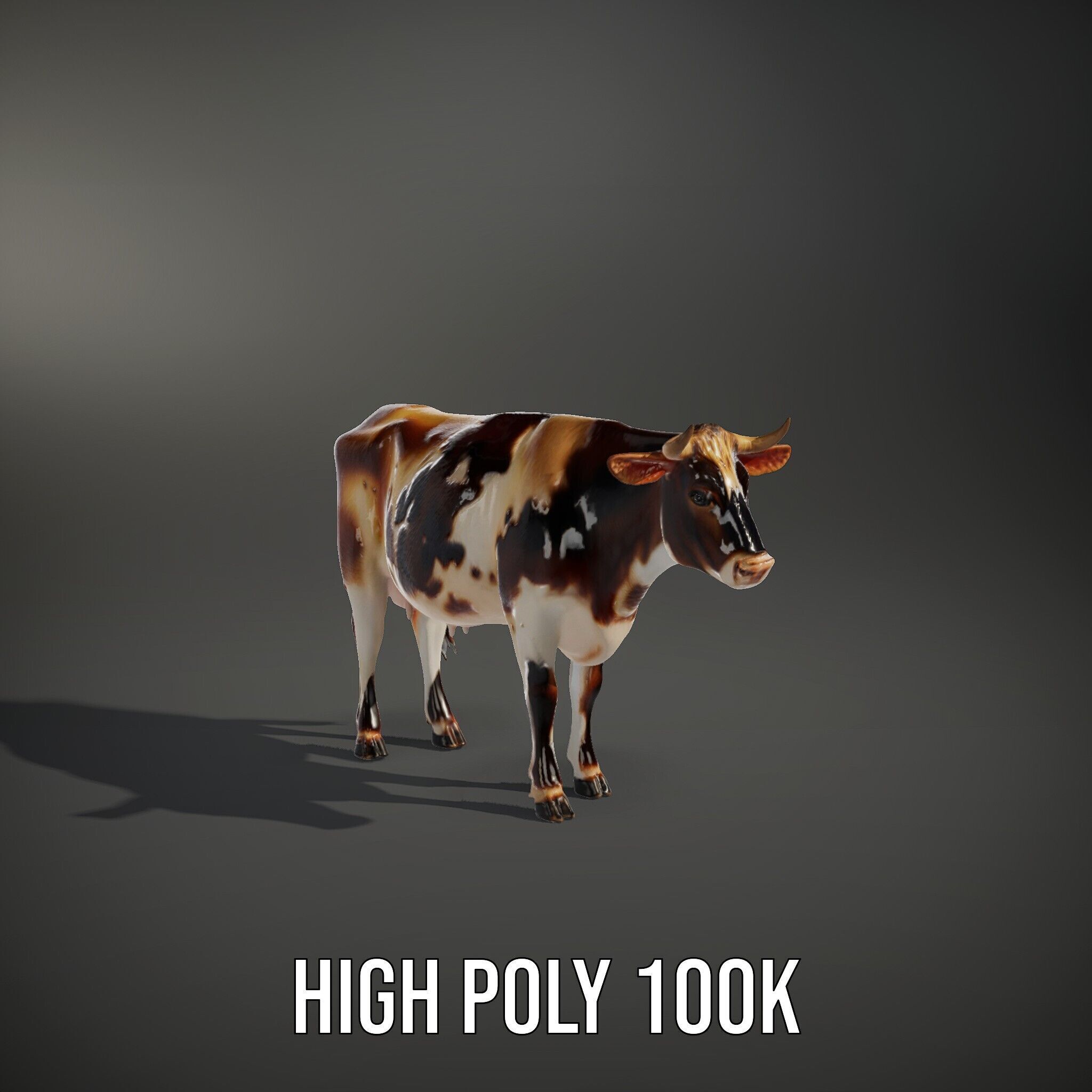 Holstein Cow Model Pack for Realistic Rendering Low-poly 3D model_9