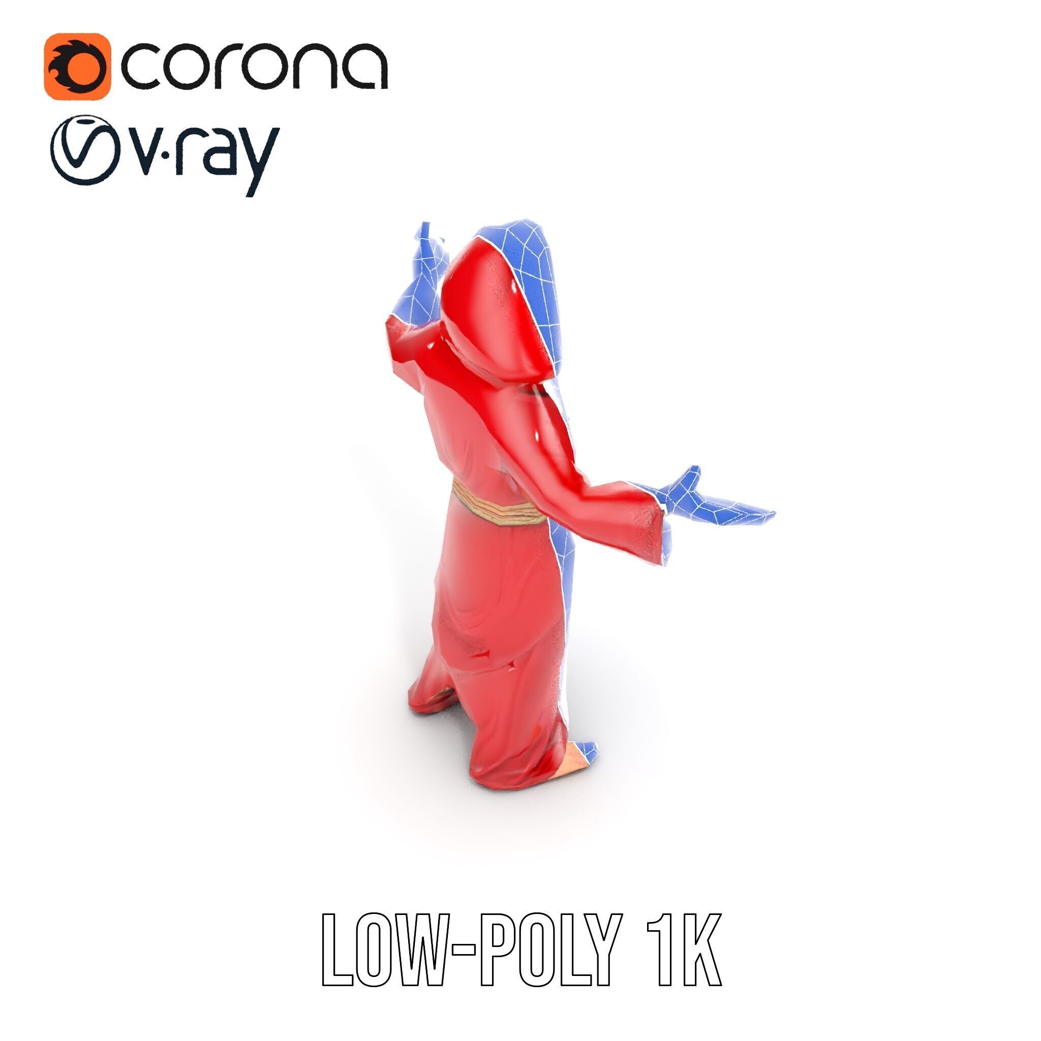 Mystical Wizard Character Model Rigged and Animated Low-poly 3D model_24