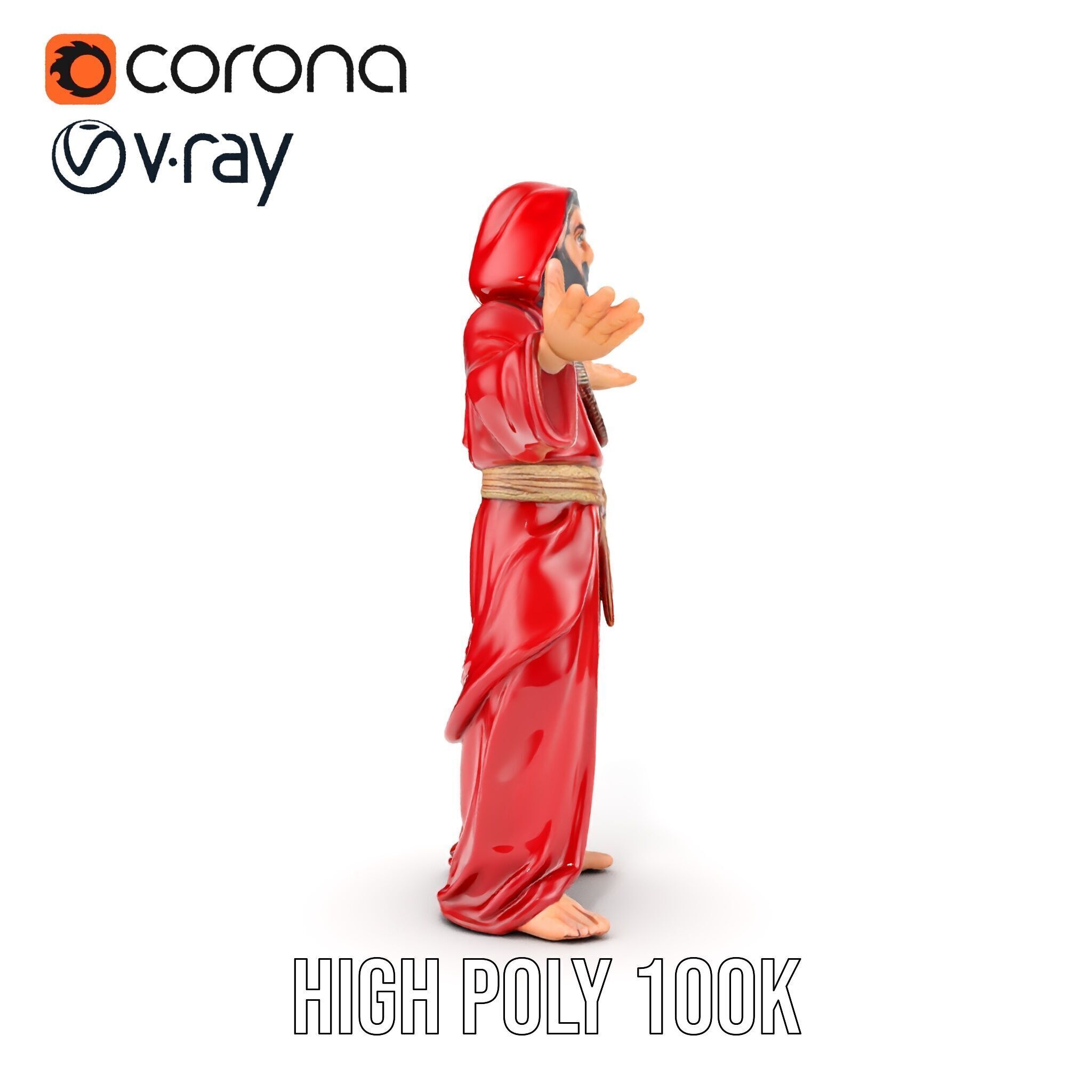 Mystical Wizard Character Model Rigged and Animated Low-poly 3D model_22