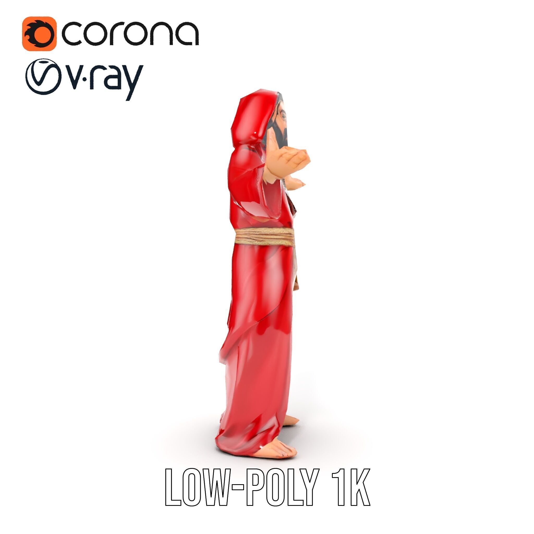 Mystical Wizard Character Model Rigged and Animated Low-poly 3D model_13