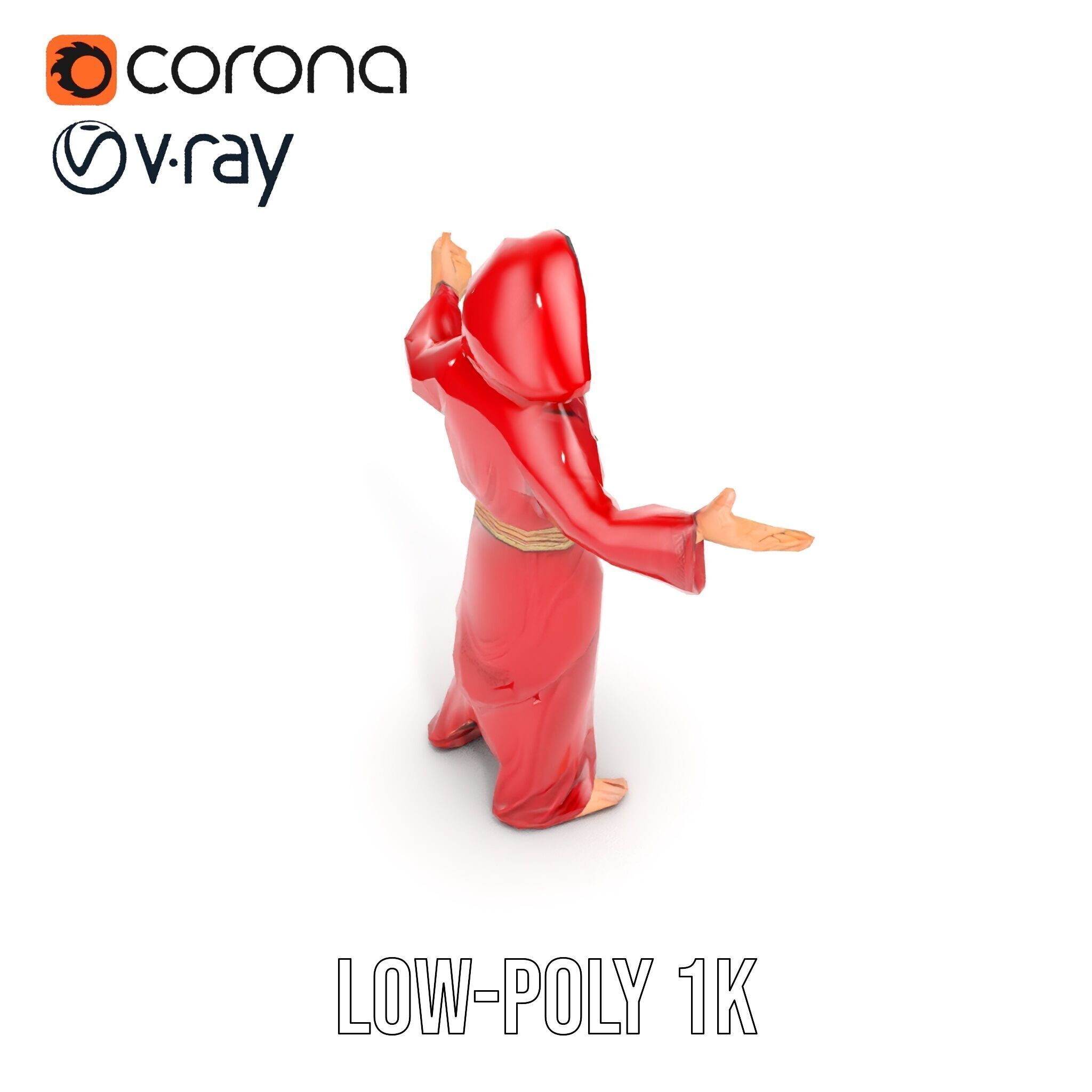 Mystical Wizard Character Model Rigged and Animated Low-poly 3D model_18