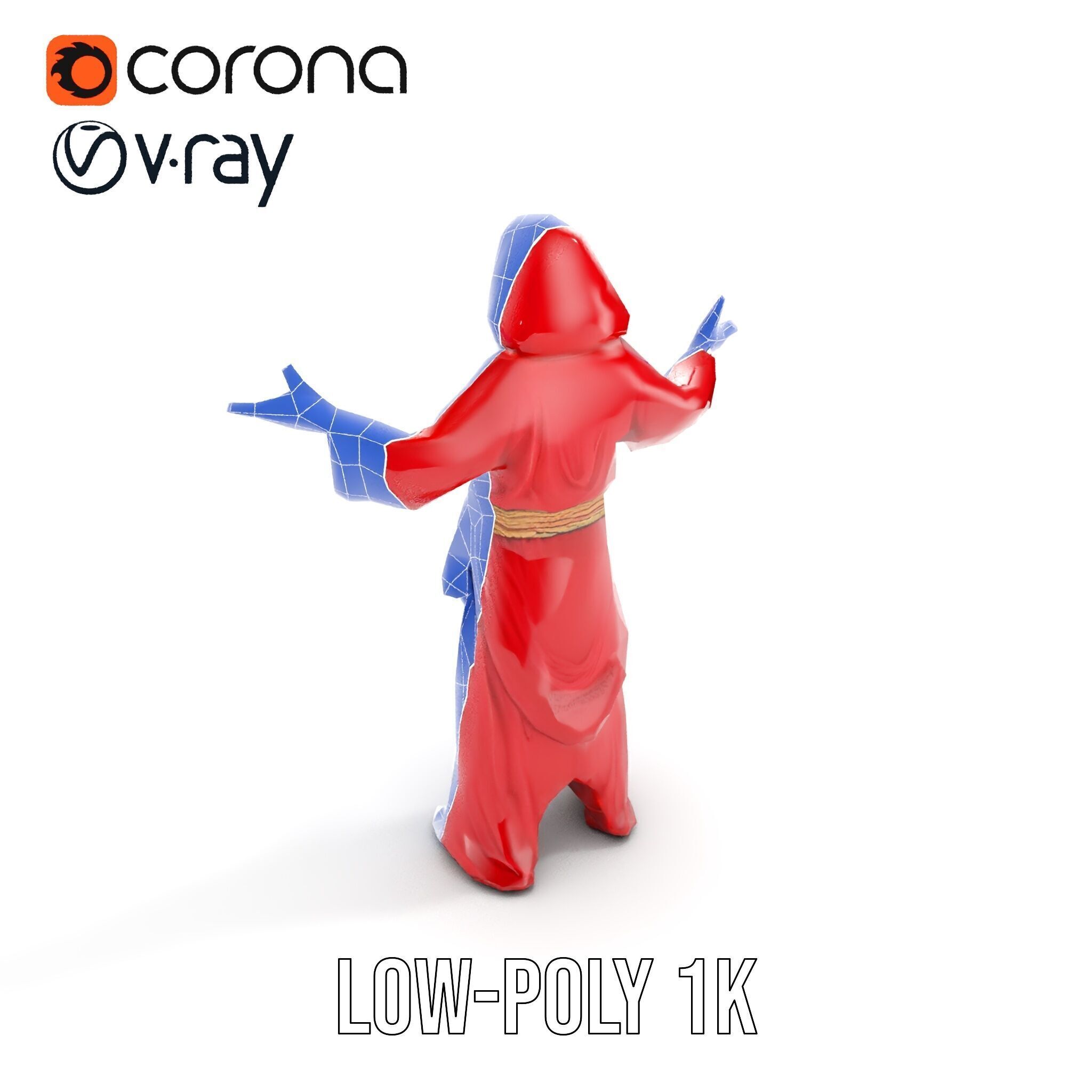 Mystical Wizard Character Model Rigged and Animated Low-poly 3D model_26