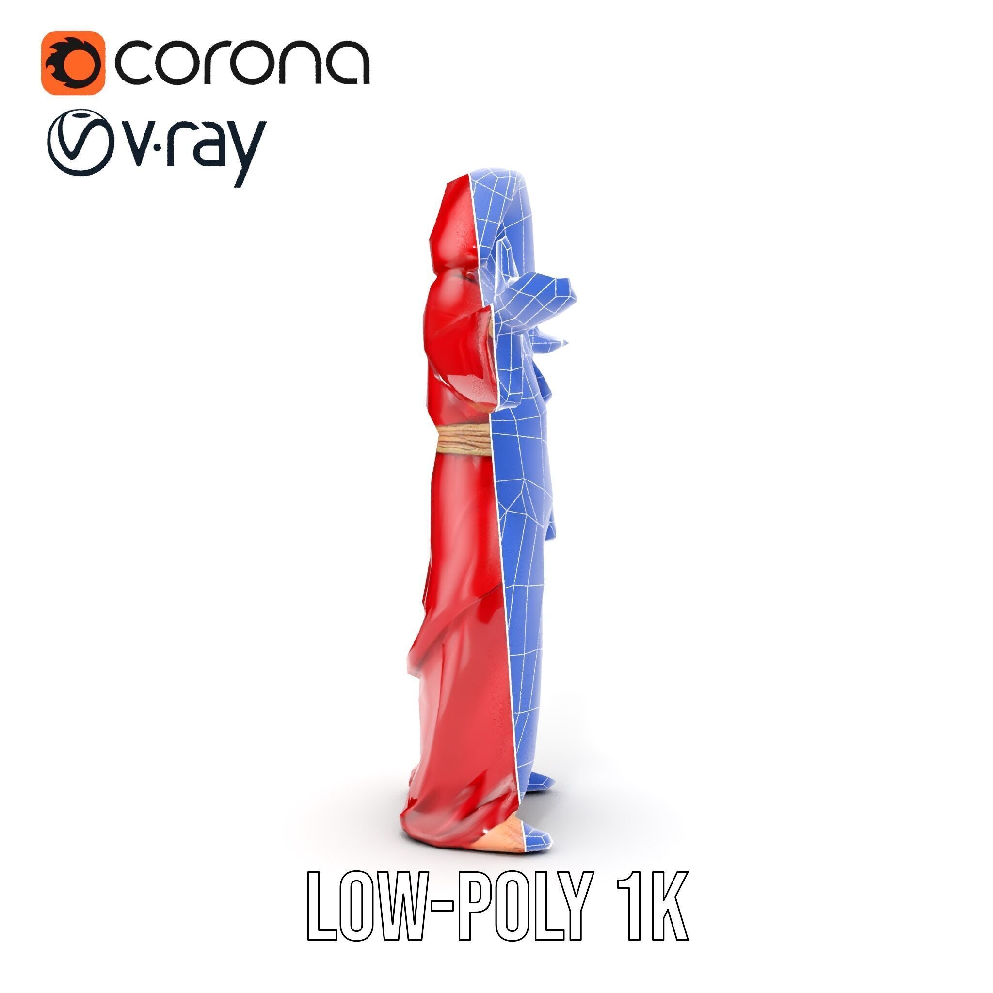 Mystical Wizard Character Model Rigged and Animated Low-poly 3D model_32