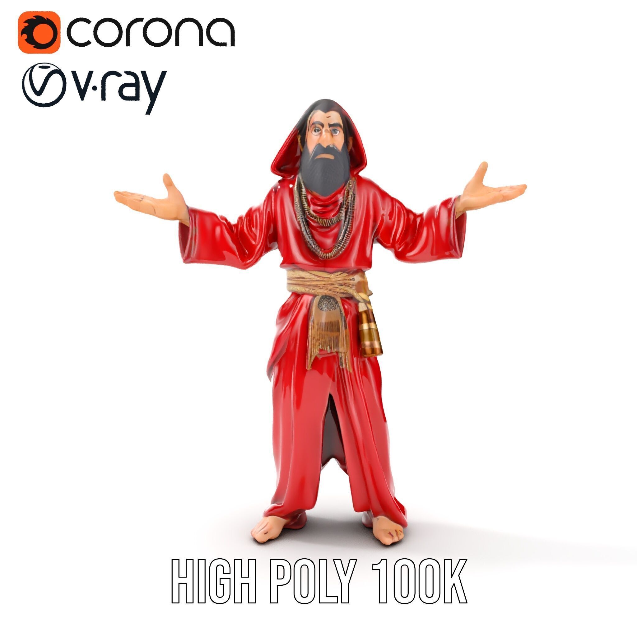 Mystical Wizard Character Model Rigged and Animated Low-poly 3D model_19