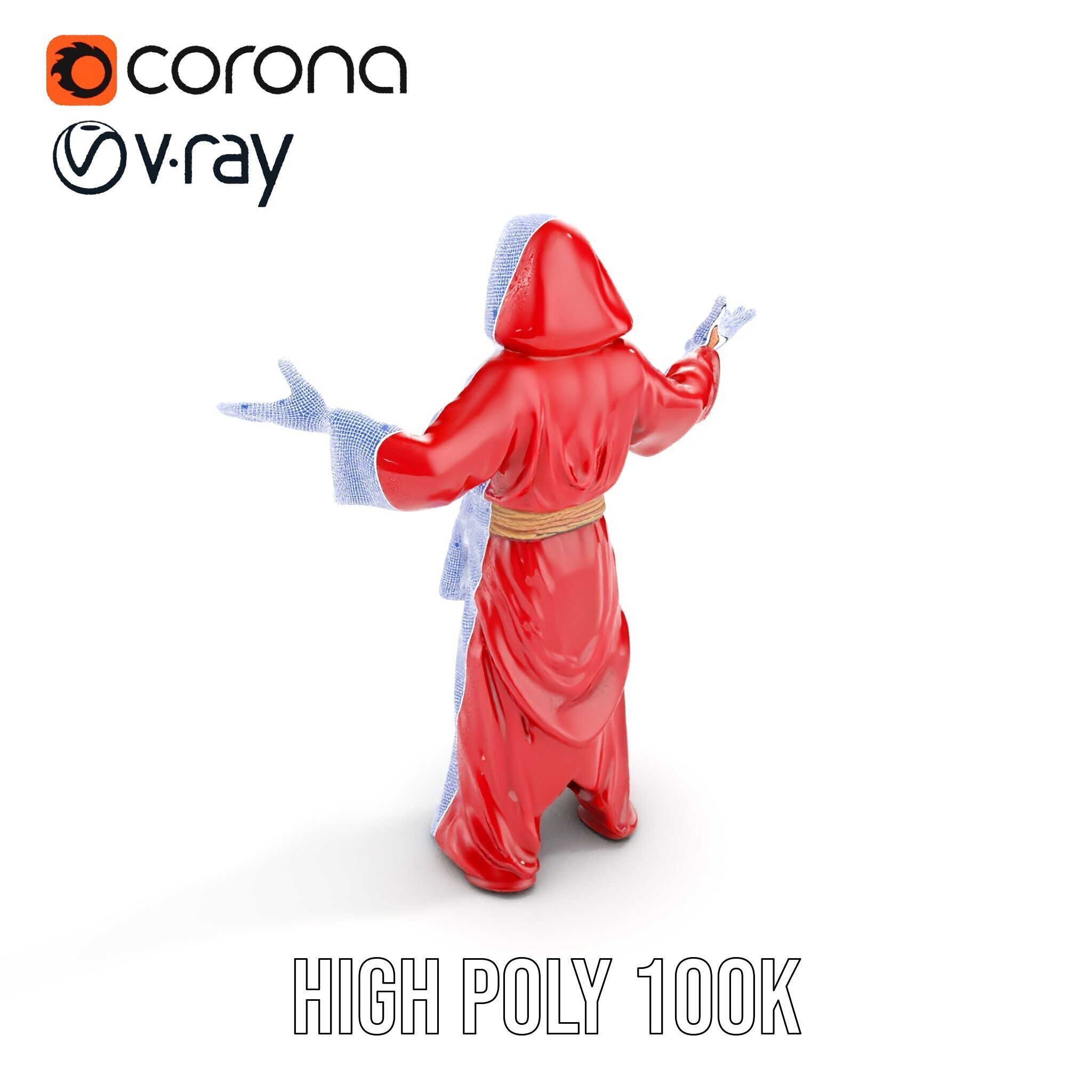Mystical Wizard Character Model Rigged and Animated Low-poly 3D model_35