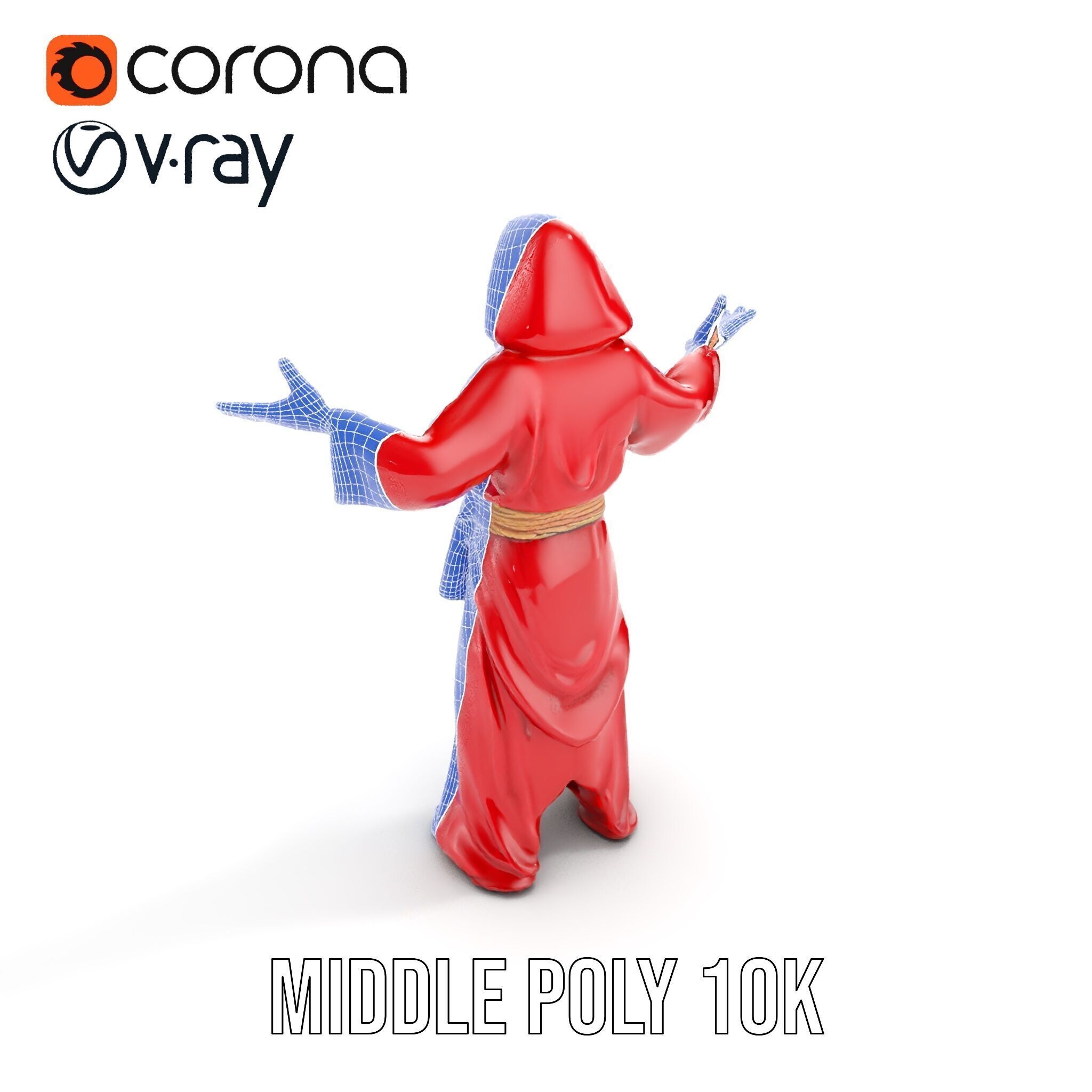 Mystical Wizard Character Model Rigged and Animated Low-poly 3D model_25