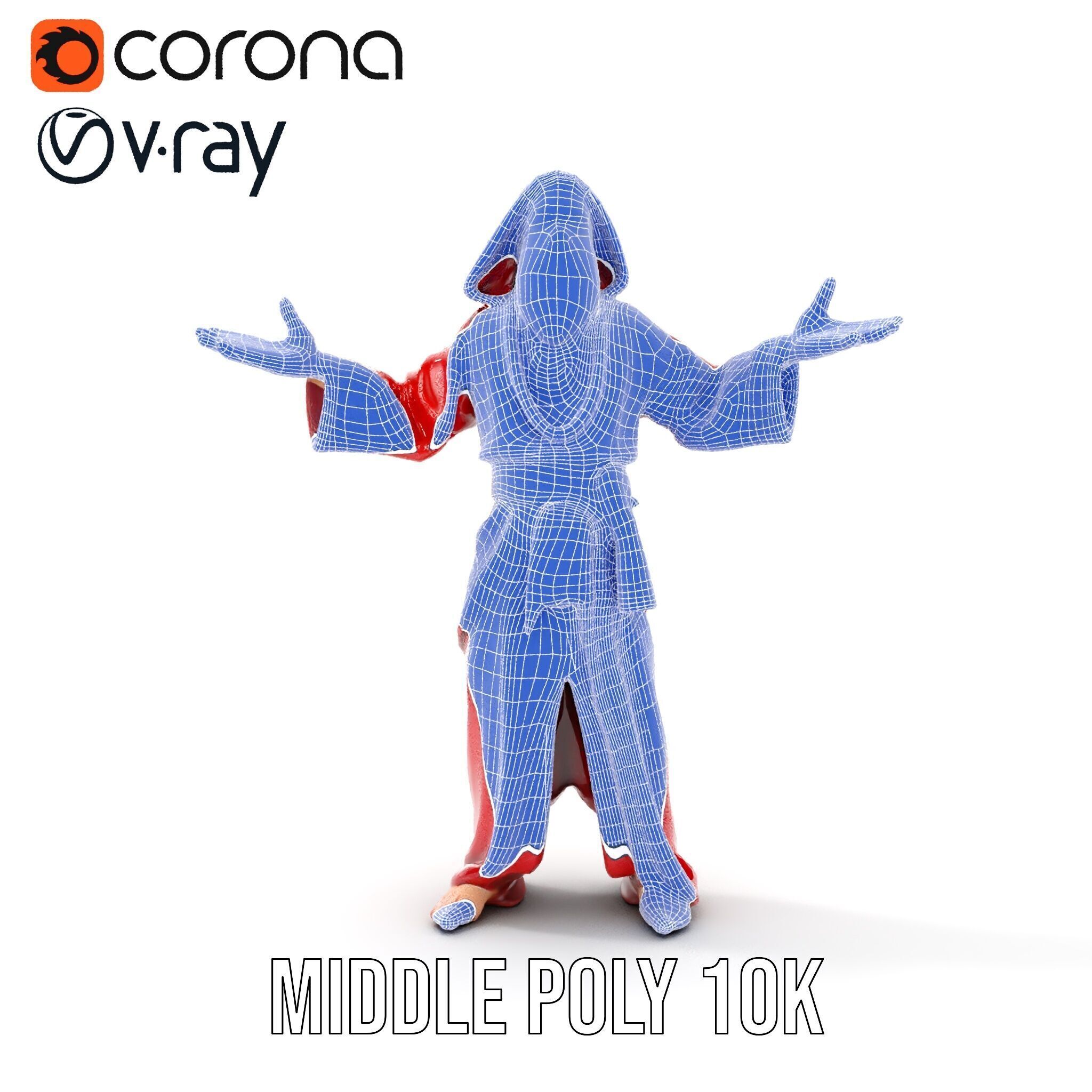 Mystical Wizard Character Model Rigged and Animated Low-poly 3D model_33