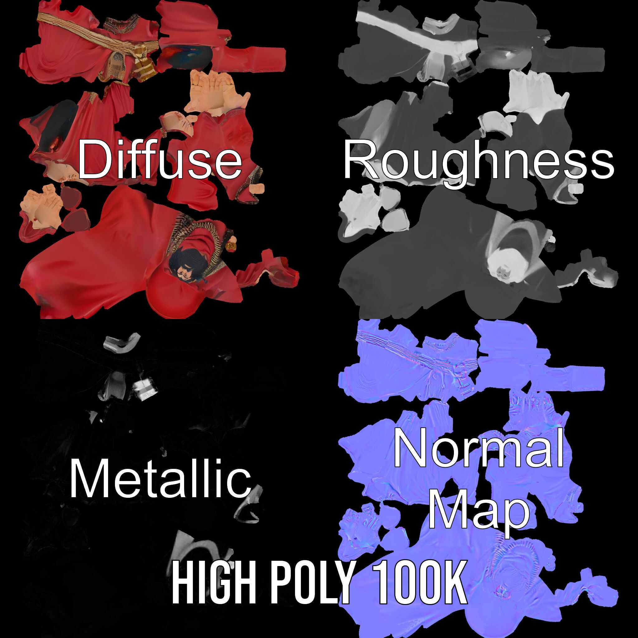 Mystical Wizard Character Model Rigged and Animated Low-poly 3D model_3