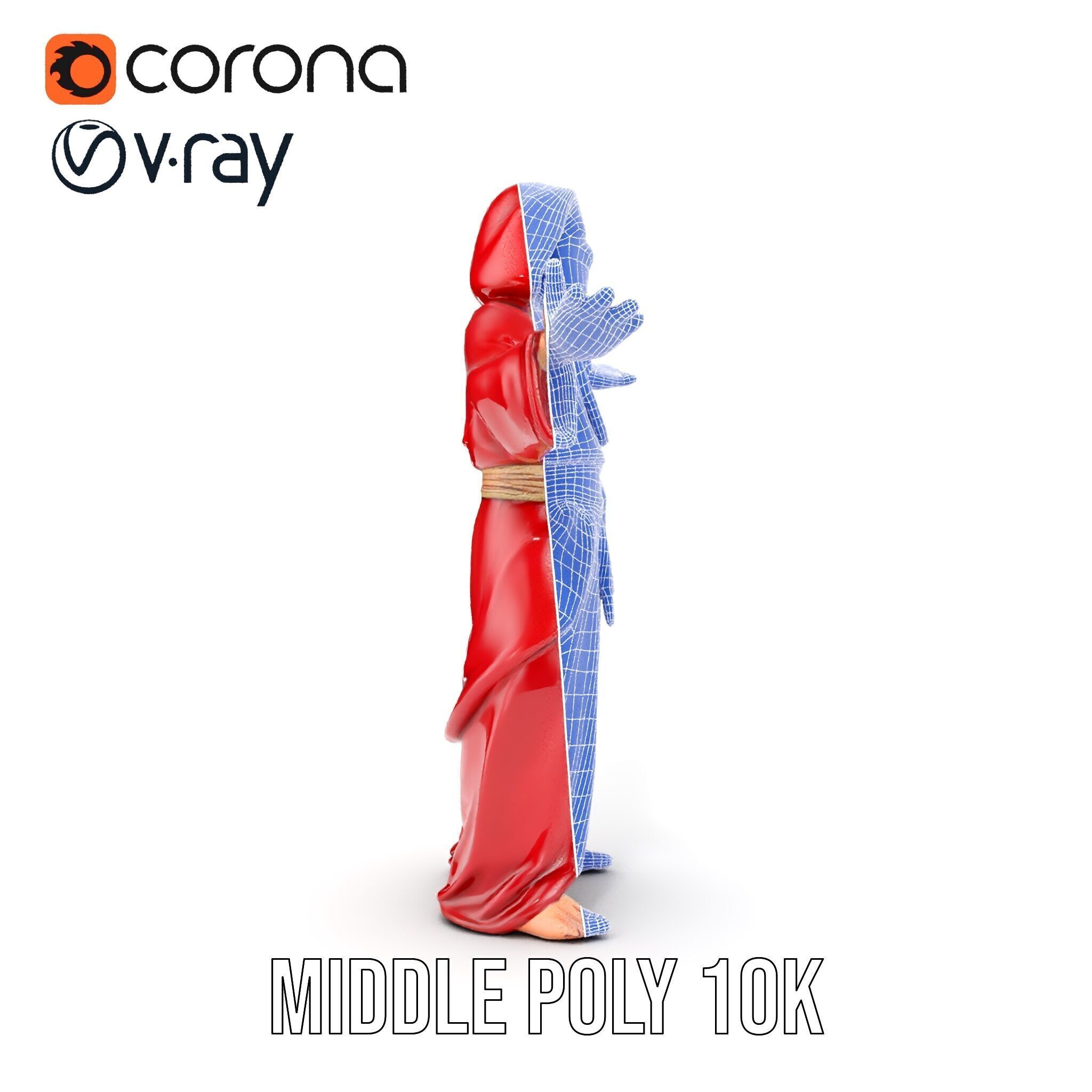 Mystical Wizard Character Model Rigged and Animated Low-poly 3D model_36