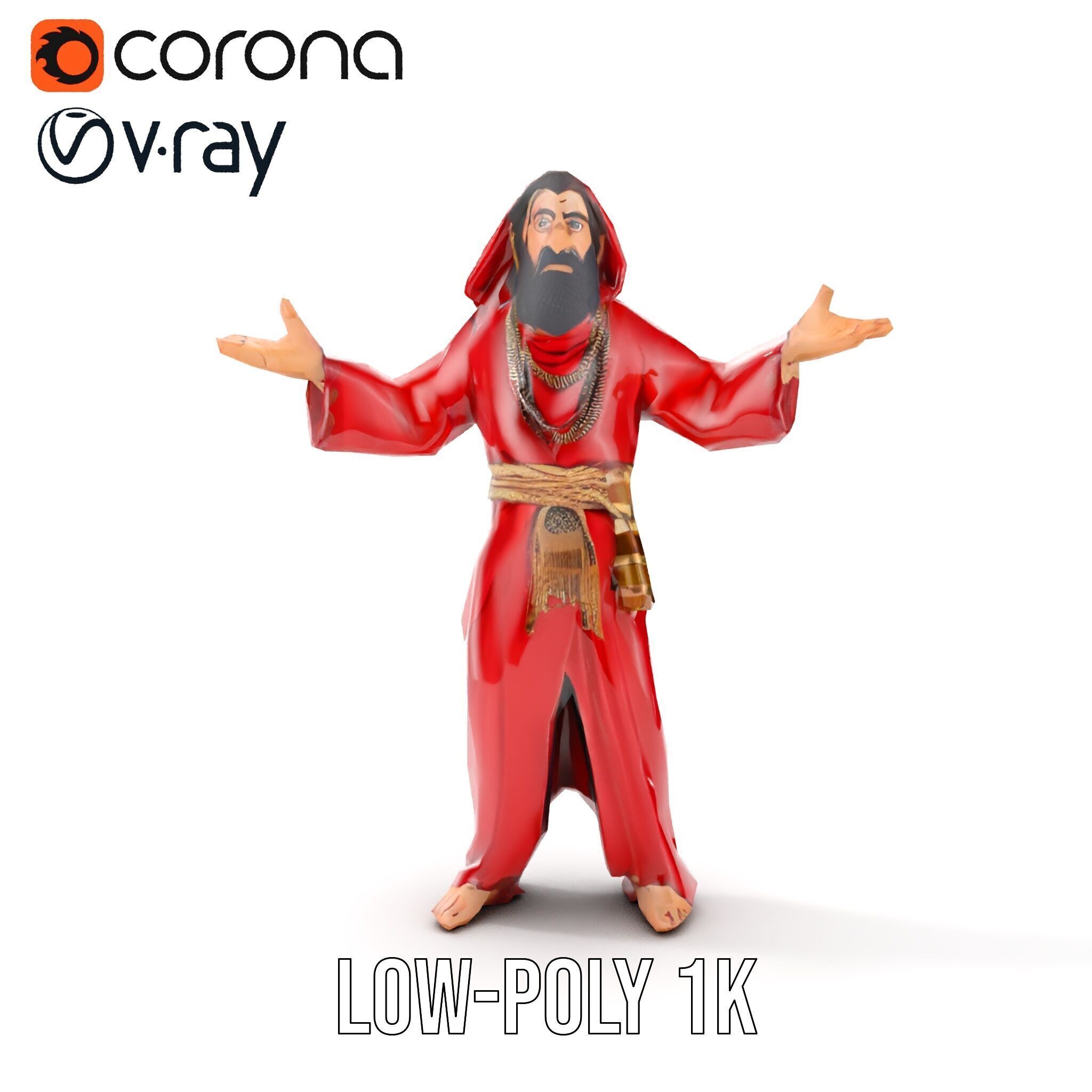 Mystical Wizard Character Model Rigged and Animated Low-poly 3D model_16