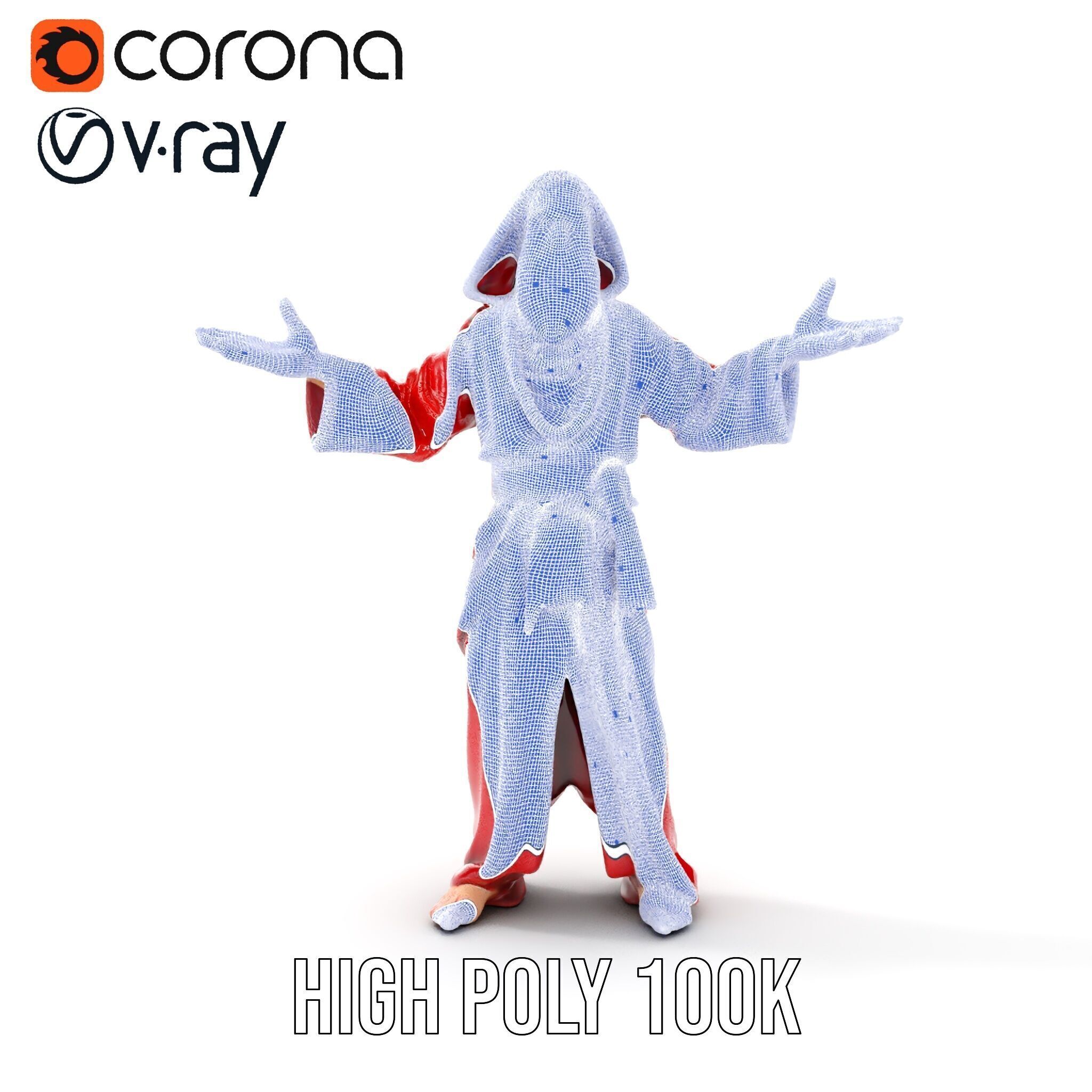 Mystical Wizard Character Model Rigged and Animated Low-poly 3D model_39