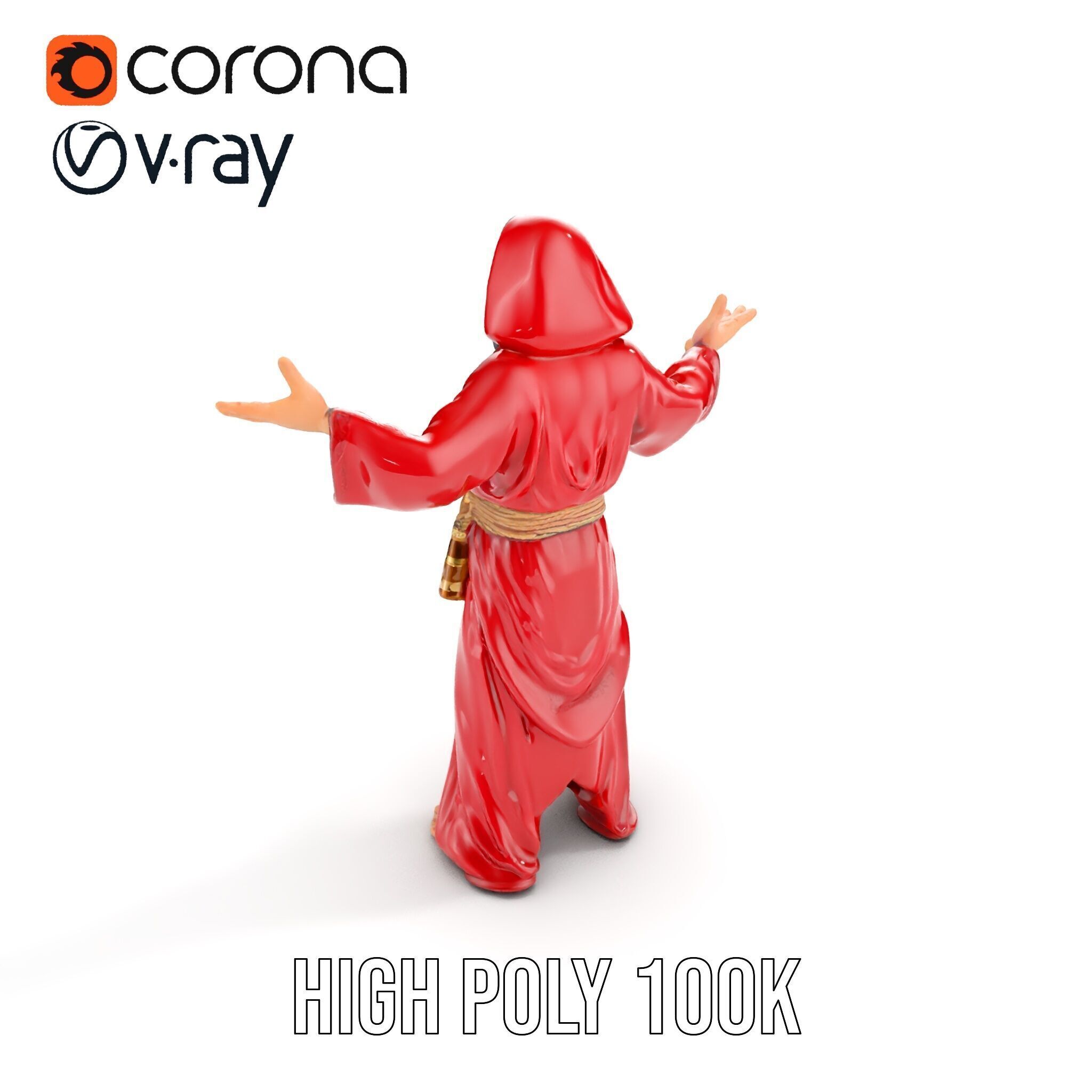 Mystical Wizard Character Model Rigged and Animated Low-poly 3D model_27