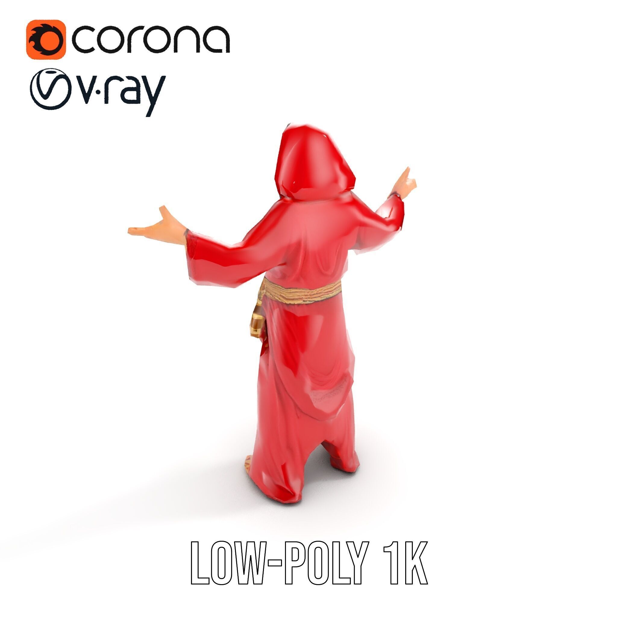 Mystical Wizard Character Model Rigged and Animated Low-poly 3D model_7