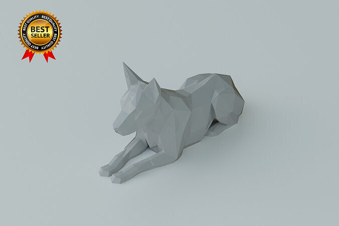 Dog Sitting Sculpture Print Model Model Alert Position 3D print model