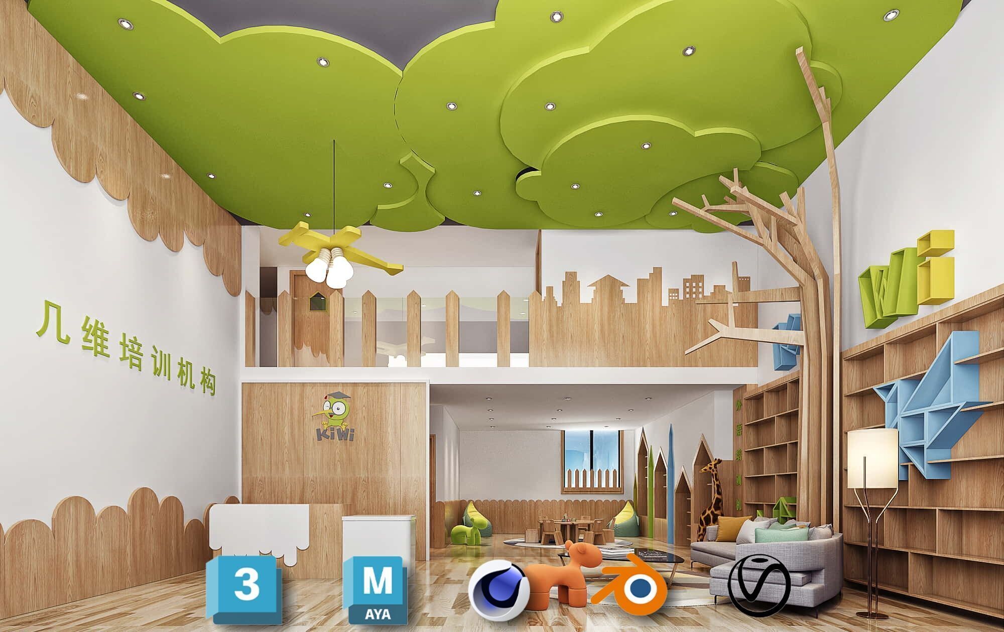 3D Kids Environment Collection - KINDERGARTEN - Classrooms Low-poly 3D model_20