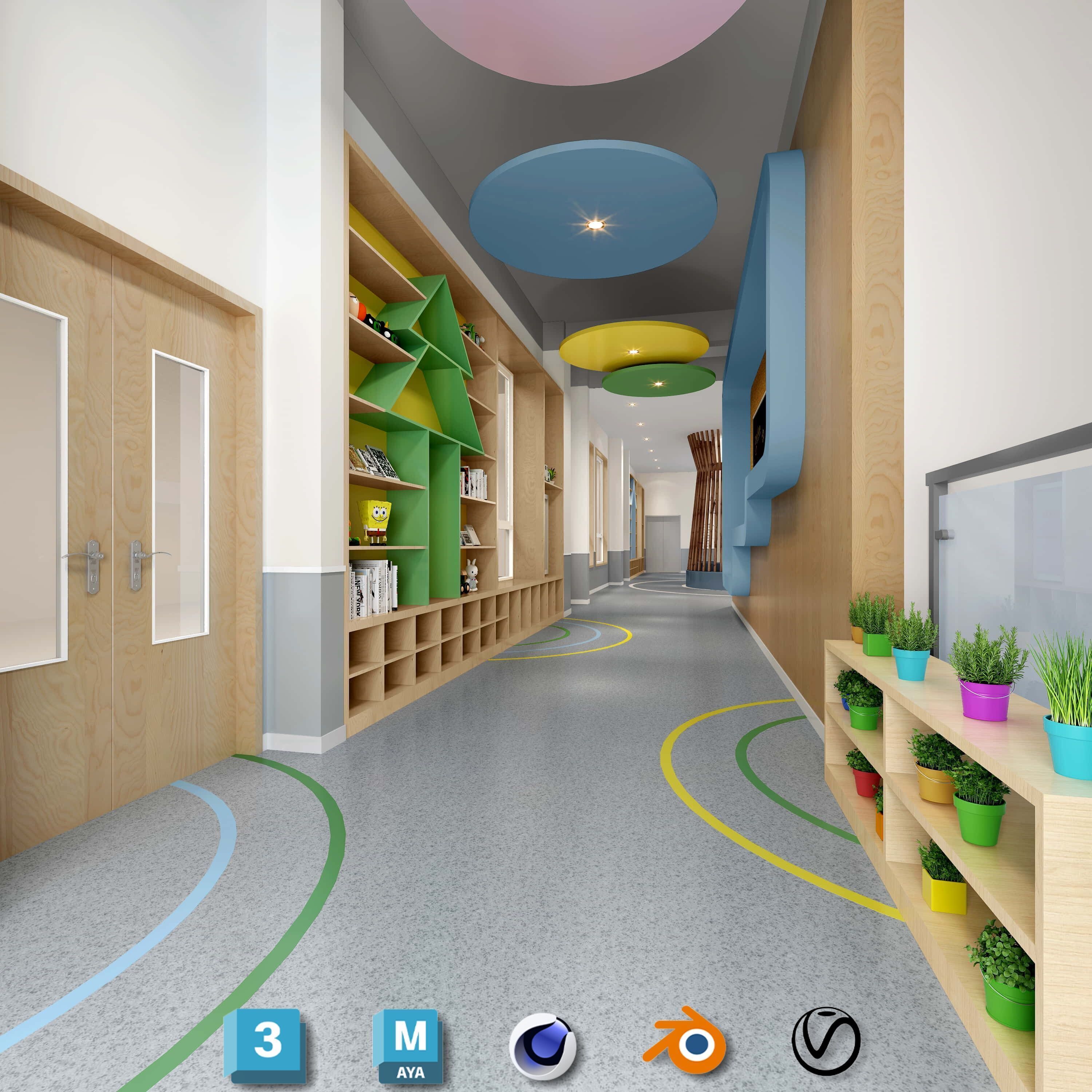 3D Kids Environment Collection - KINDERGARTEN - Classrooms Low-poly 3D model_12