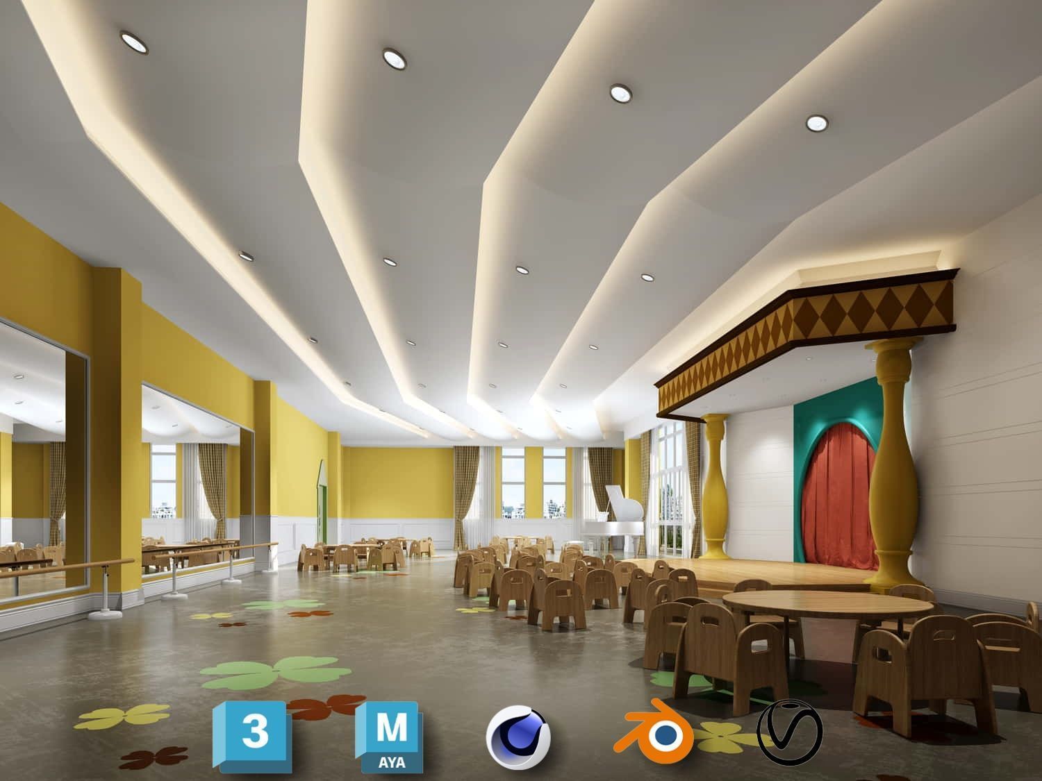 3D Kids Environment Collection - KINDERGARTEN - Classrooms Low-poly 3D model_27