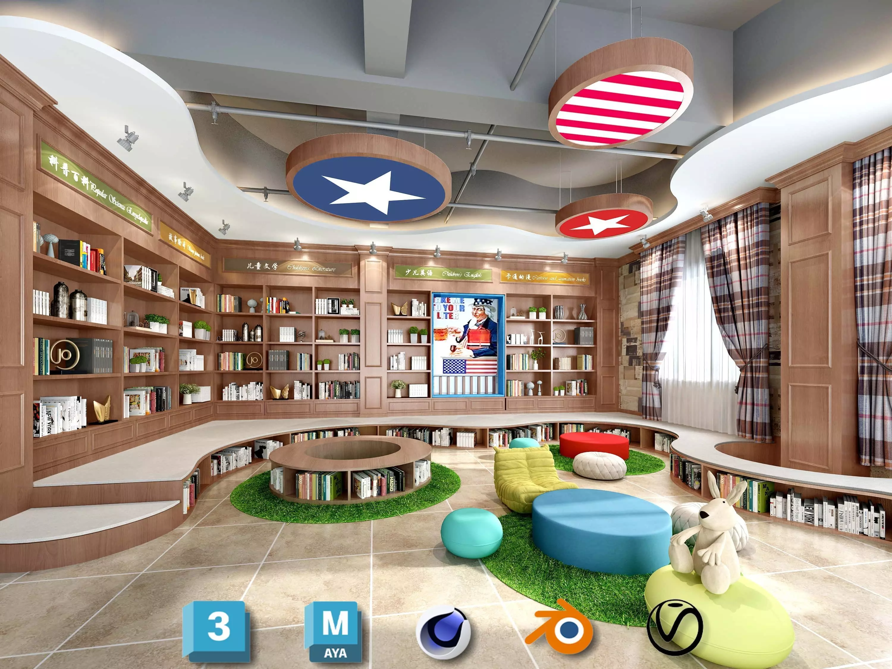 3D Kids Environment Collection - KINDERGARTEN - Classrooms Low-poly 3D model_0