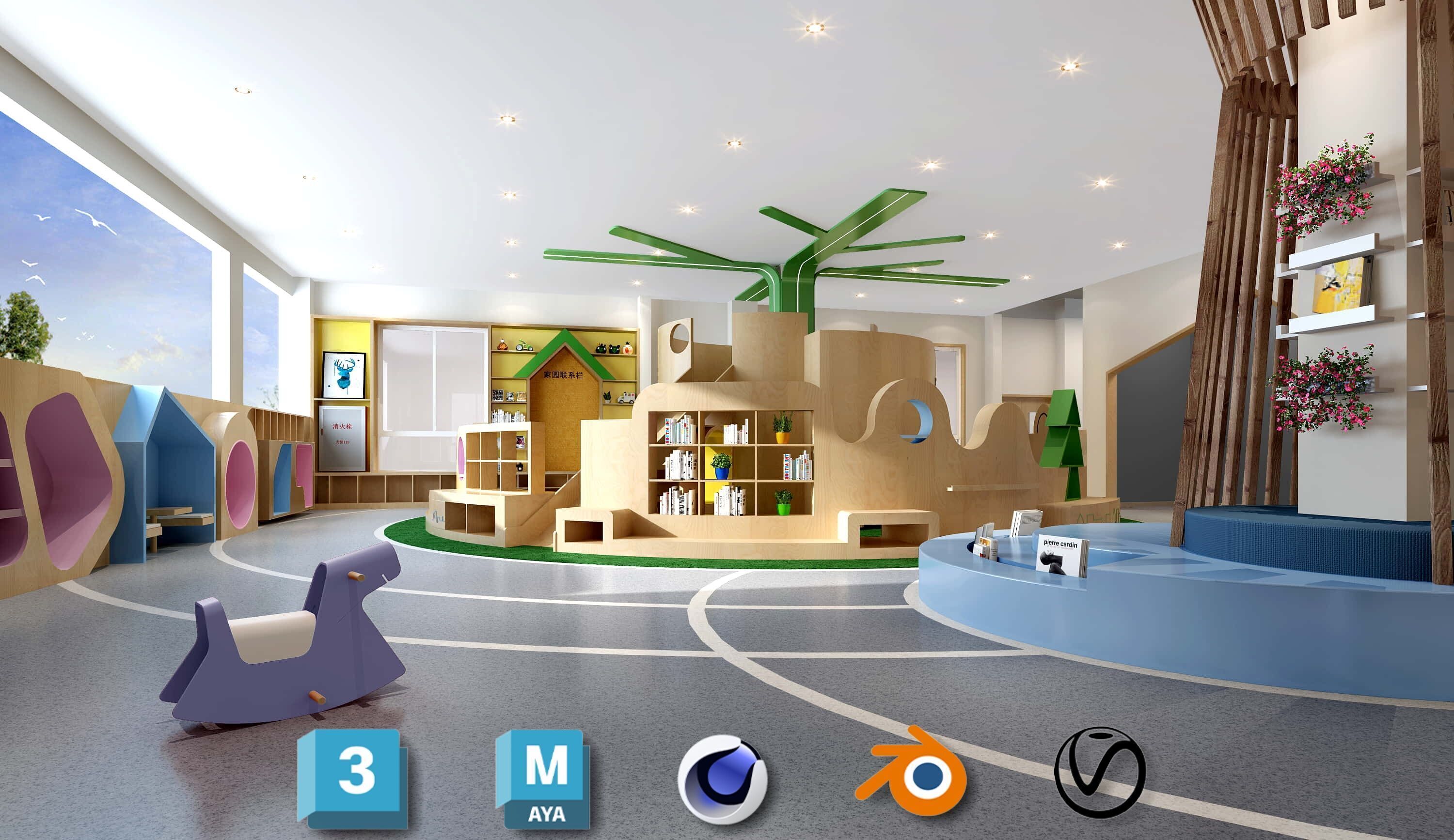 3D Kids Environment Collection - KINDERGARTEN - Classrooms Low-poly 3D model_13