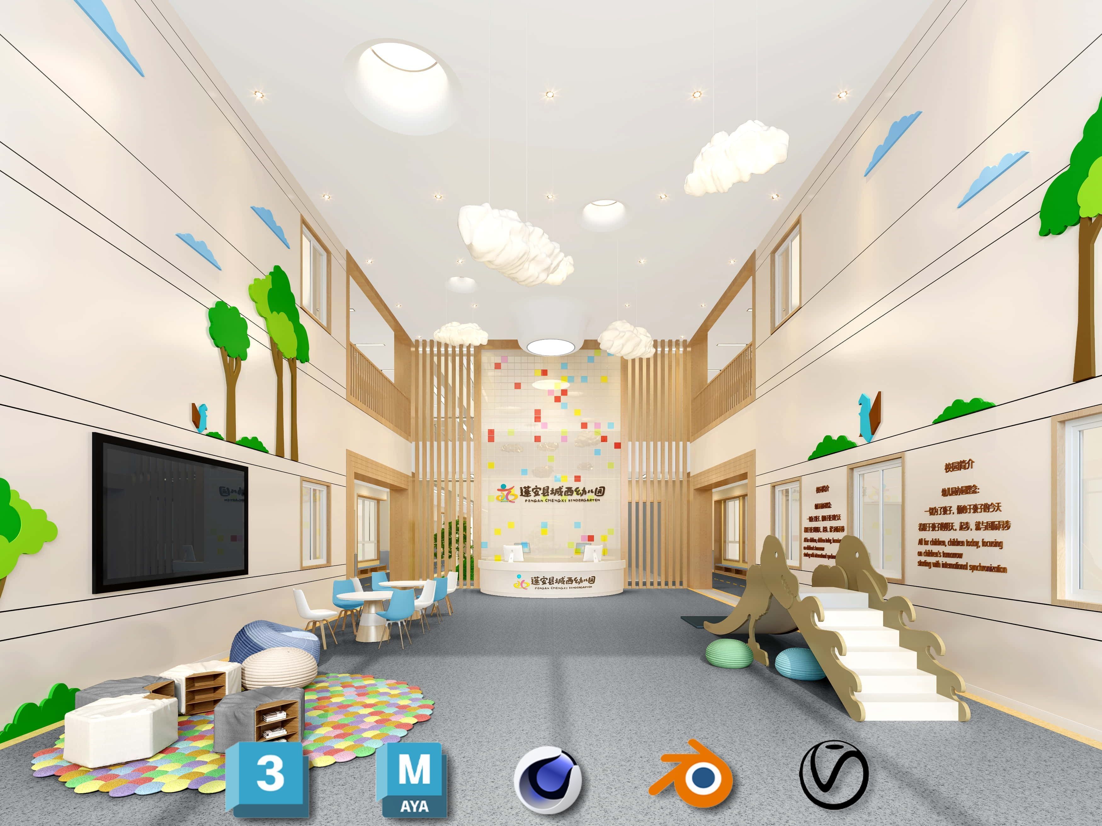 3D Kids Environment Collection - KINDERGARTEN - Classrooms Low-poly 3D model_11