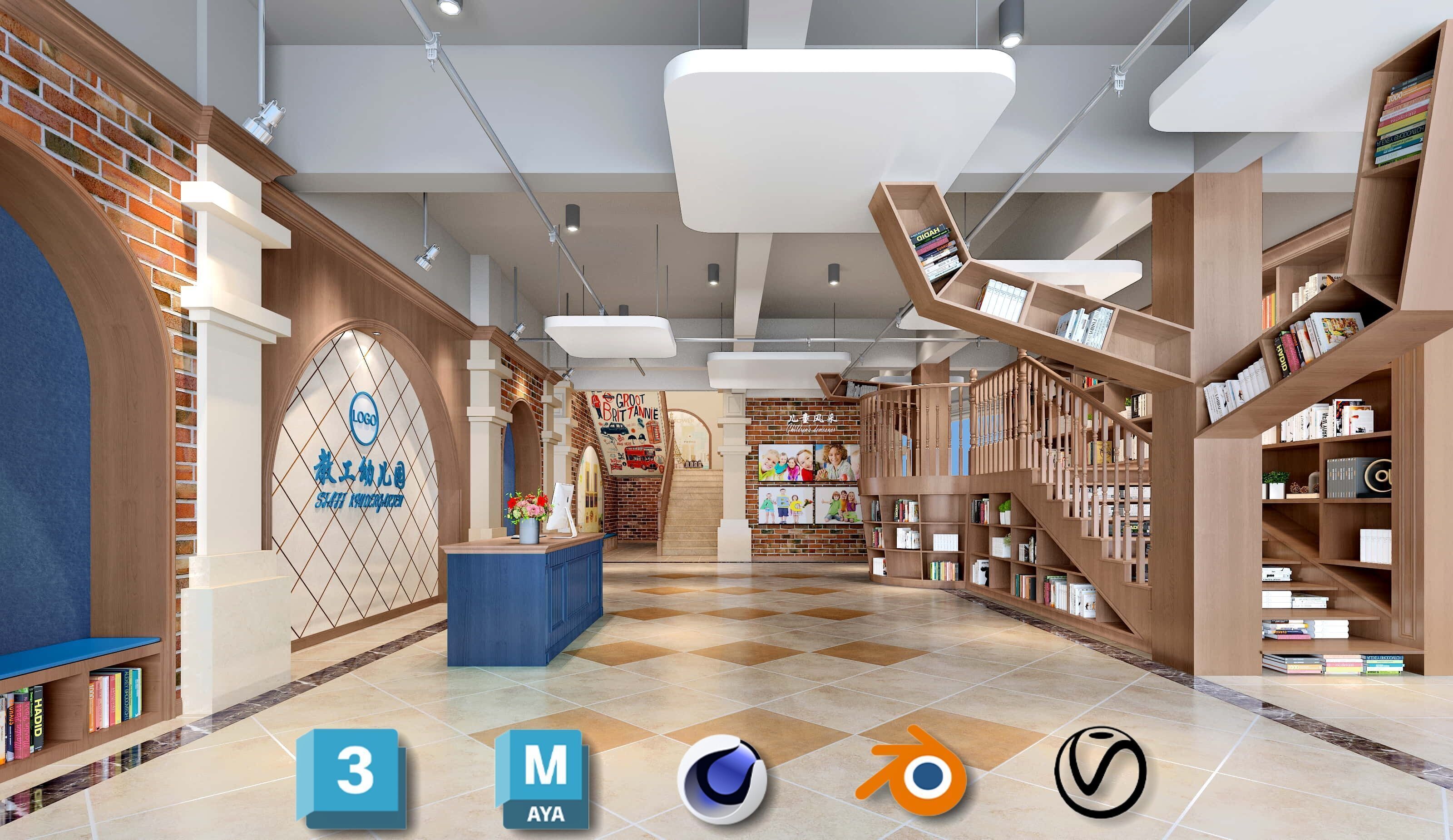 3D Kids Environment Collection - KINDERGARTEN - Classrooms Low-poly 3D model_14