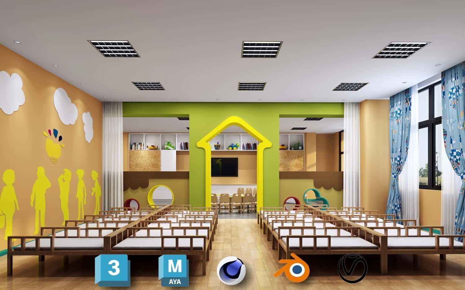 3D Kids Environment Collection - KINDERGARTEN - Classrooms Low-poly 3D model_26