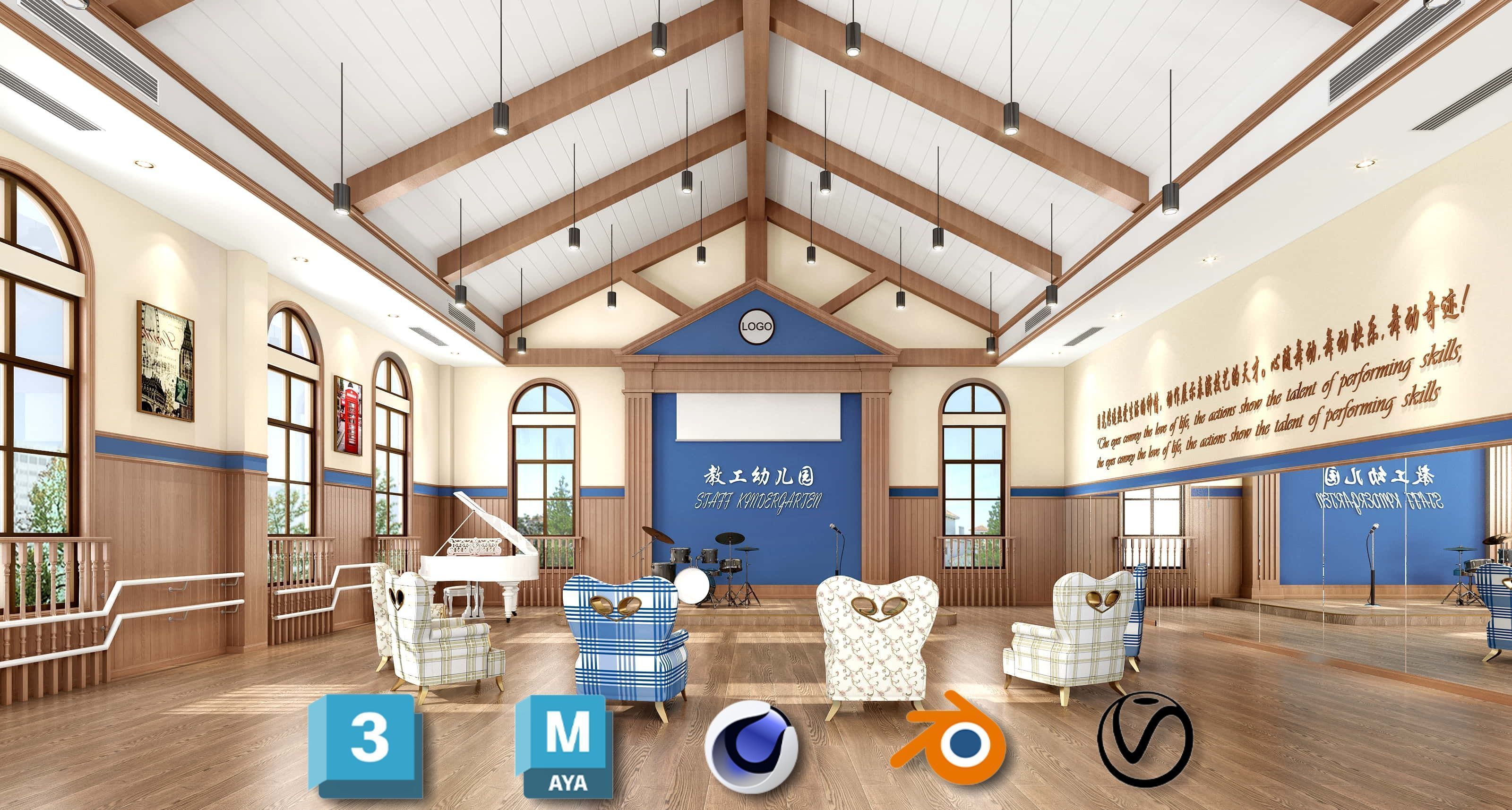 3D Kids Environment Collection - KINDERGARTEN - Classrooms Low-poly 3D model_15