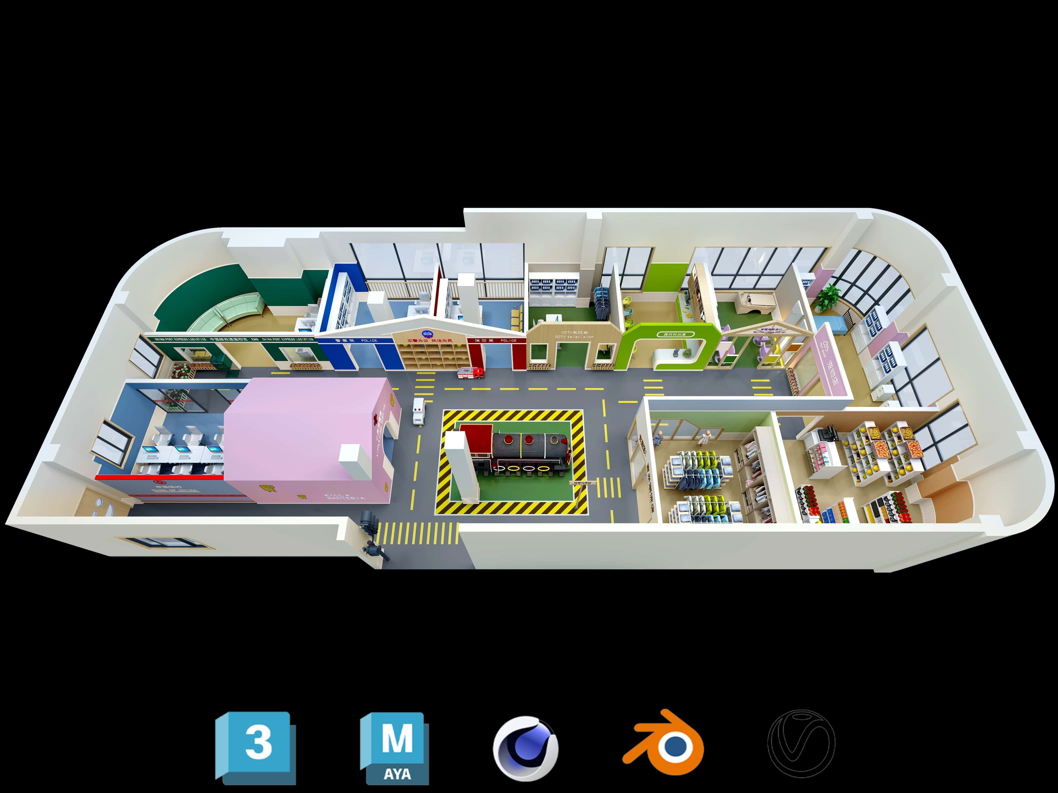 3D Kids Environment Collection - KINDERGARTEN - Classrooms Low-poly 3D model_9