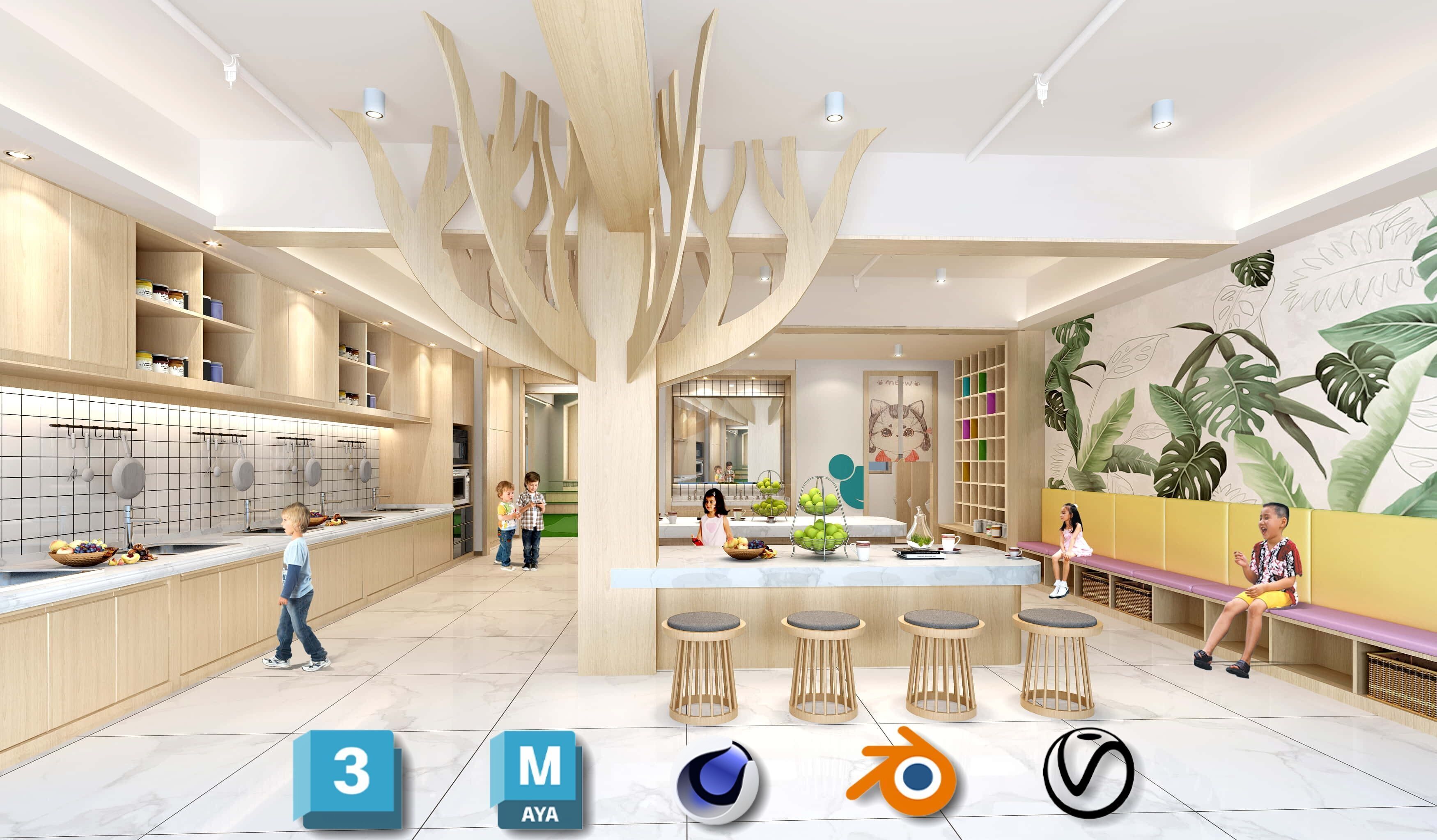 3D Kids Environment Collection - KINDERGARTEN - Classrooms Low-poly 3D model_19