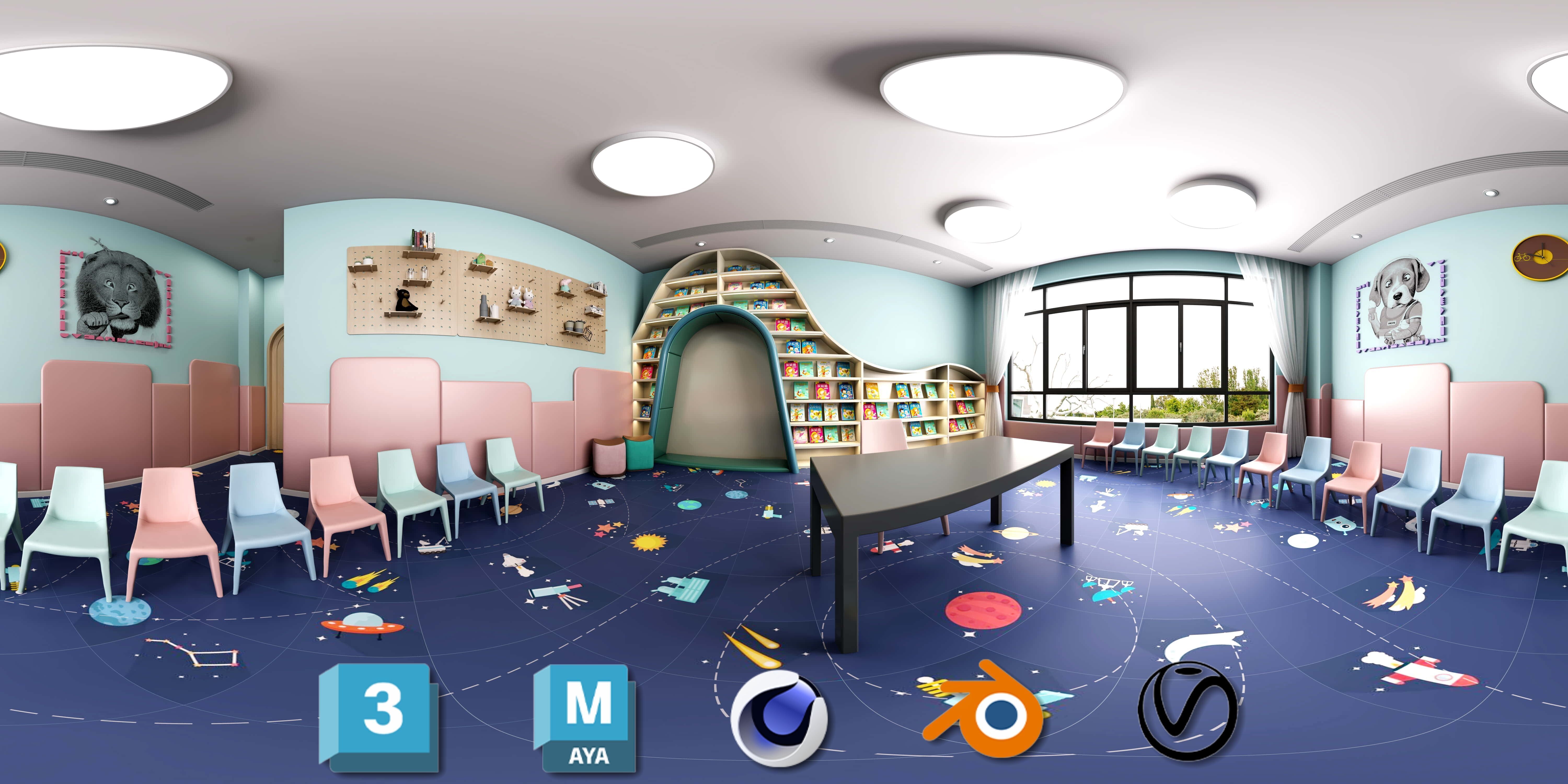 3D Kids Environment Collection - KINDERGARTEN - Classrooms Low-poly 3D model_37