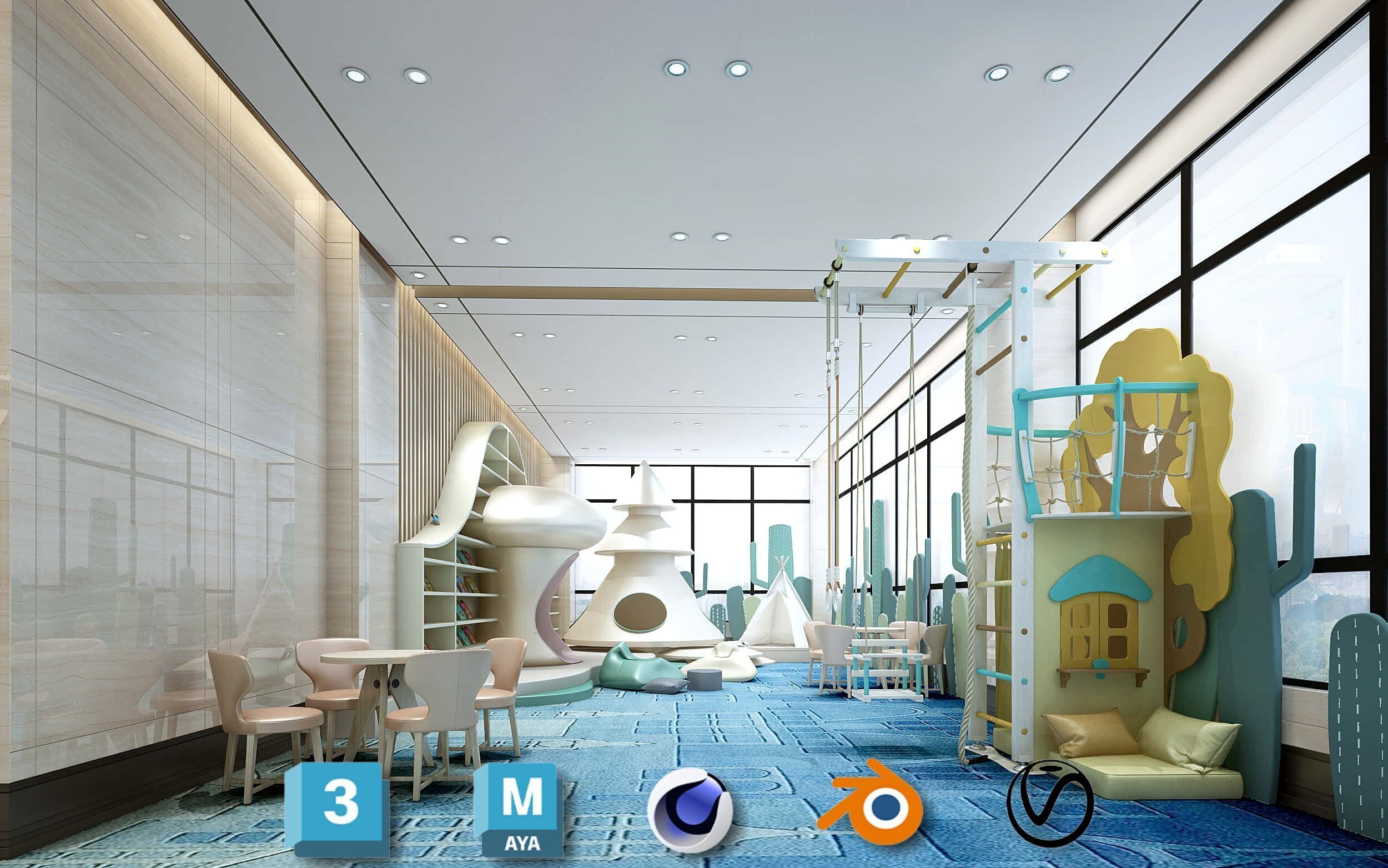 3D Kids Environment Collection - KINDERGARTEN - Classrooms Low-poly 3D model_30