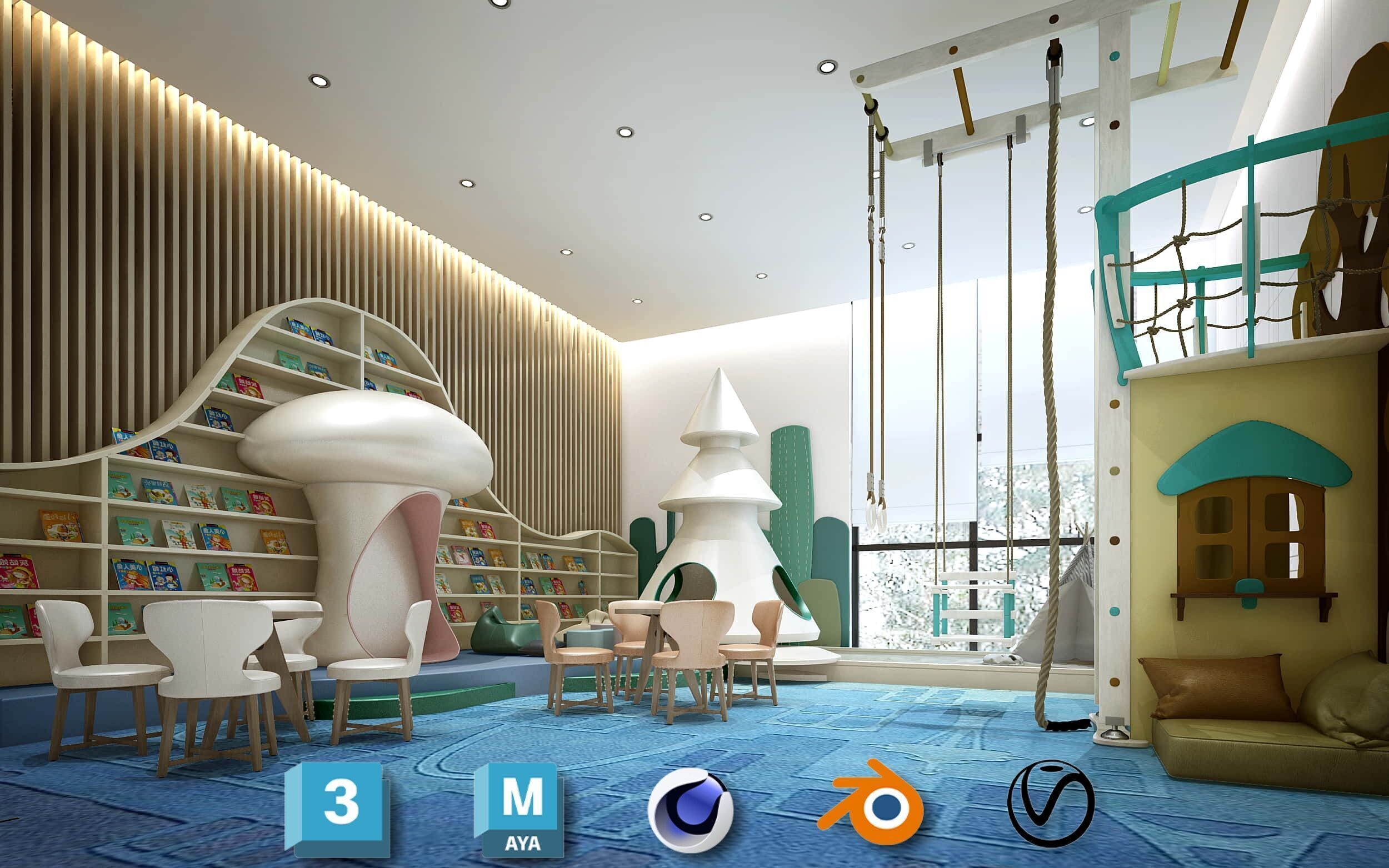 3D Kids Environment Collection - KINDERGARTEN - Classrooms Low-poly 3D model_2